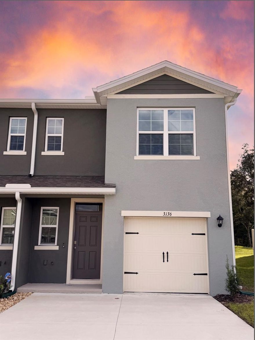 Step into modern Florida living with this beautifully crafted open plan three bedroom, two and a half bathroom townhome in Horse Creek community of Davenport. This bright and stylish corner unit with no rear neighbors offers 1463 square feet of thoughtfully designed living space featuring sleek ceramic tile floors, gleaming Quartz countertops, stainless steel appliances, and a washer and dryer. Elegant upgrades such as ceiling fans and bathroom cabinetry add convenience throughout.

Retreat to the spacious master suite, a peaceful sanctuary filled with natural light, complete with a generous walk in closet and a luxurious dual sink bathroom. Enjoy sunsets on the back patio.

Enjoy the best of contemporary living with smart home technology, a one car garage, energy efficient construction, and access to a sparkling resort style community pool.

Move in ready and designed for easy living, this home blends modern elegance with low maintenance comfort. Whether you are a first time buyer, savvy investor, or seasonal snowbird, this turnkey townhome near premier shopping, dining, and world famous theme parks captures the essence of the Florida lifestyle.

This townhome has never been occupied is in brand new condition. 

Schedule your private showing today and experience it for yourself.