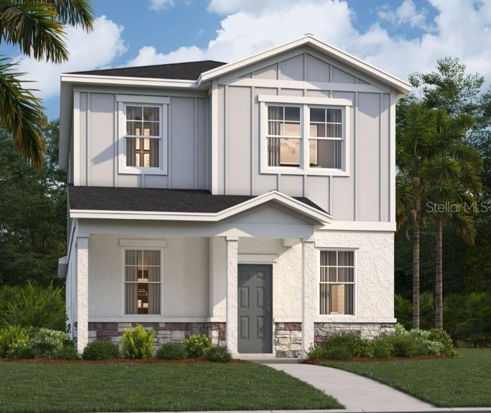 One or more photo(s) has been virtually staged. Stanley Martin builds new construction homes in the Brack Ranch community in St. Cloud, Florida. This neighborhood is ideally located midway between downtown Orlando and the beaches of Florida's east coast. You'll have the best of both worlds- the excitement of the city and the tranquility of the coast right at your fingertips. Downtown Orlando and its famous theme parks are just 25 miles away, and I-95 is only 35 miles away, making for an easy commute. With easy access to SR-417, SR-528, US-192, and Florida's Turnpike, your commute will be a breeze. Plus, with Orlando International Airport just a 15-minute drive away, travel is a breeze. It's not just about the surroundings: Brack Ranch is packed with amenities designed to enhance your lifestyle. Take a dip in the pool, relax in our clubhouse, or explore the many hiking trails.
The Mae, a newly designed two-story single-family home with a smart open-concept layout, a two-car rear garage, and energy-efficient features, is ideal for both hosting and relaxing. On the first floor, there's a spacious kitchen with a pantry for extra storage, a dining area, a family room, and a powder room. Upstairs, discover a primary suite with a walk-in closet and double vanity, along with a conveniently located laundry room to avoid carrying clothes up and down the stairs. Utilize the two additional bedrooms upstairs for family or guests.