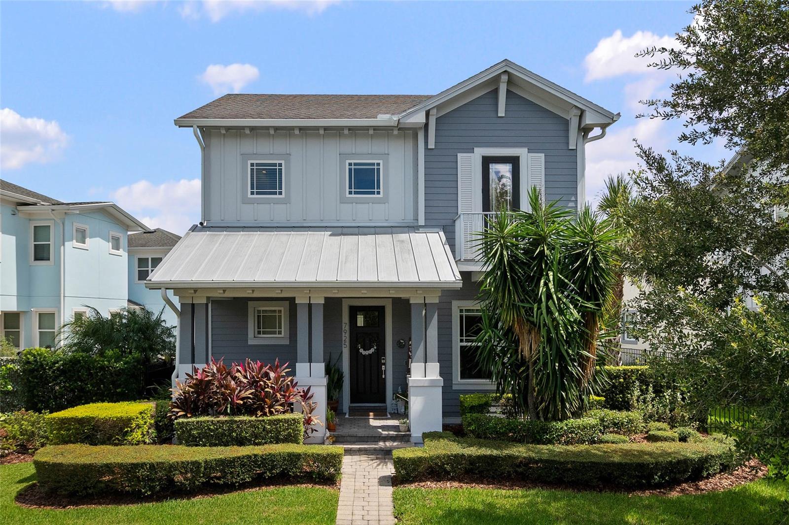 Your New Pool Home Awaits! Welcome to this Move-In Ready, Three-Bedroom Home in the sought-after Laureate Park community. The spectacular curb appeal sets the tone as you approach the charming front porch—an inviting space perfect for welcoming guests. Step inside to soaring ceilings, rich engineered hardwood floors, and an abundance of natural light that fills the home. Just off the entry, you'll find a thoughtfully placed den/bonus room—ideal as a home office, playroom, or guest suite. Across the hall, a stylish half bathroom and a cleverly designed under-stair closet with custom storage solutions offer convenience and functionality. At the heart of the home is the open-concept kitchen, dining, and family room—a seamless space designed for entertaining and everyday living. The large island, adorned with quartz countertops, offers ample seating and serves as a central gathering point for family and friends. The kitchen is upgraded with a mosaic glass backsplash, a gourmet setup complete with pot and pan drawers, shaker-style cabinetry with crown molding and custom drawer pull outs, double ovens, and stainless steel appliances. Adjacent to the kitchen is the spacious dining area, featuring a striking brick accent wall and a custom built-in with a wine fridge—perfect for dinner parties or quiet evenings at home. The family room invites you to relax in comfort, with plenty of space to unwind and built-in speakers that create an immersive movie-theater experience. One of the standout features of this functional floor plan is the dual set of French doors—off both the family and dining rooms—that lead to two separate covered lanais. Step outside and experience your private outdoor oasis. With two covered lanais, travertine flooring, built-in speakers, pre-wiring and plumbing for an outdoor kitchen, lush custom landscaping, a fenced-in yard, and best of all... your brand-new pool—this space is designed for enjoying Florida’s weather all year long. Head upstairs to find BRAND-NEW luxury vinyl plank flooring and FRESH carpet in all bedrooms. Just off the landing is a convenient office nook—perfect for working from home, remote learning, or crafting. The spacious walk-in laundry room includes a built-in cabinet with countertop and sink for added convenience. The primary suite is a true retreat, featuring two custom closets, a luxurious ensuite bathroom, a private balcony, and tray ceilings with recessed lighting. The ensuite offers double sinks with widespread faucets, granite countertops, shaker-style cabinetry with a custom drawer stack, a soaking tub, and a walk-in shower with elegant listello accents. Down the hall, you’ll find two additional bedrooms and a full bathroom to accommodate family and guests. Completing this incredible home is an oversized two-car garage with generous storage space and a driveway. Additional features include a water softener system, smart LED bulbs in the main living areas, fresh interior paint, newer exterior paint (2021), gutters, and a smart irrigation system. HOA Includes HIGH-SPEED INTERNET of up 1GIG, LP Fitness Center, Resort-Style LP Aquatic Center with Beach Volleyball Court & a half Basketball Court. Laureate Park also offers Community Gardens, Dog Parks, Playgrounds and Miles of Trails to enjoy Walking, Running and Biking. Located in the heart of Lake Nona Medical City. A RATED SCHOOLS & Minutes to Orlando International Airport, Major Highways, Shopping, Dining, USTA & KPMG.