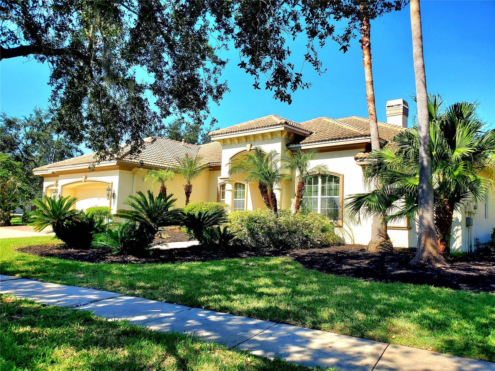 **EXCLUSIVE GATED COMMUNITY!** Nestled in the heart of Westchase, Tree Top Lakes combines luxury and tranquility. This private neighborhood of elegant homes surrounds the 25-acre spring-fed Tree Top Lake. Your future home is one of the most affordable lakefront properties in Tree Tops! Boasting over 3,500 square feet of living space, it includes a massive (57 x 48) outdoor area with a screened pool. The expansive pool deck features an outdoor kitchen with natural-gas grill and dining area, ideal for hosting family and friends. Beyond the pool lies a spacious backyard perfect for pets and play, with the serene lake offering fishing opportunities and stunning sunset views. Custom-built for a growing family, the home includes 4/5 bedrooms, featuring a master suite, guest suite, and a home office. Hockey enthusiasts will love the sport/fitness bonus room at the back! The living room opens to the pool with French doors and a gas fireplace, while the family room boasts high ceilings and built-ins. Designer touches like crown molding and cherrywood floors throughout! The kitchen includes a dinette area, a bar with a wine fridge, and ample space. There are 3 generously sized secondary bedrooms, 2 guest bathrooms (including a pool bath), and a laundry room leading to the 3-car garage. Added features include a tankless hot water heater, smart home enabled, security system, and whole home water filtration system! The community offers a playground, basketball court, and a waterfront park with a dock and gazebo. Conveniently located near Westchase Towne Center and Westchase Golf Course, it's also an easy commute to Pinellas County beaches or downtown Tampa!