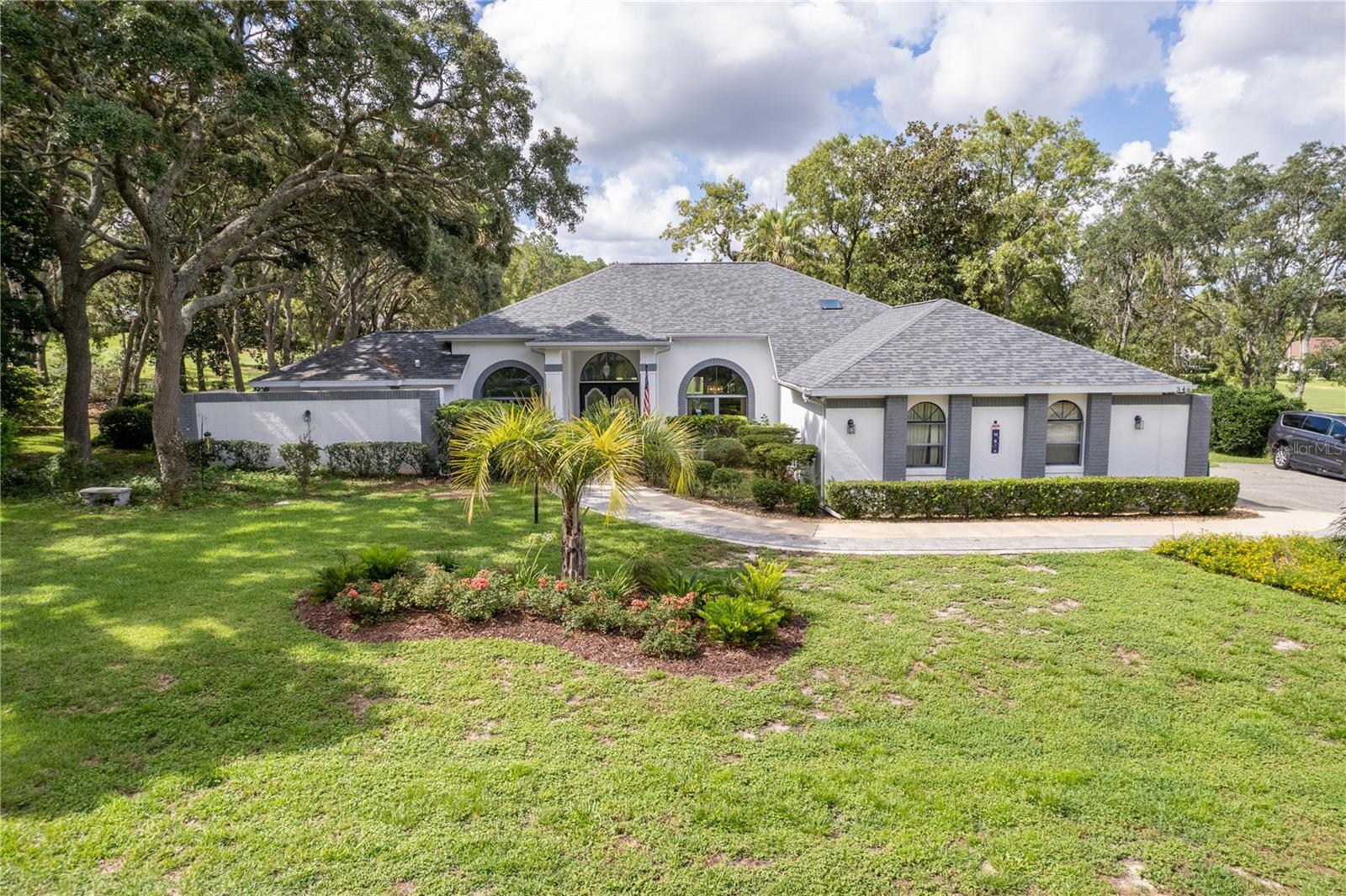 Located on the 9th Fairway of Citrus Hills Golf Course, this lovely 3 BEDROOM, 2.5 BATH home includes an office, 2.5 car garage (for that much needed golf cart of course!), and a SPARKLING POOL to enjoy the view! The open floor plan has been renovated to accommodate wheelchair accessibility and boasts a spacious and updated master suite. Enjoy a Florida style kitchen with plenty of natural light and a "very Florida" pool complete with a swim-up table and seating under an umbrella! NEW ROOF and EXTERIOR PAINT in 2024. New stainless steel appliances, new pool heater and garage door in 2024 as well. Vinyl plank flooring installed in all rooms with a central vacuum system throughout. Landscaping refreshed this year with front yard walkway attractively widened and a walkway from garage to lanai added. Convenient shopping and dining within miles and Ocala within 30 minutes! Come and see this little paradise to call your home!