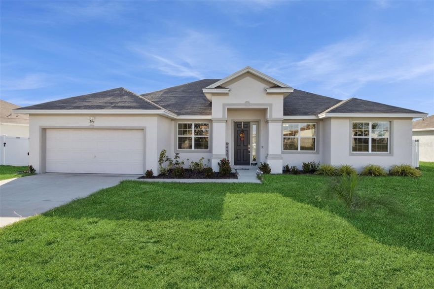 Welcome to 840 S Palm Ave, an exceptional single-story 4-bedroom, 3-bathroom home nestled in the peaceful Palm X subdivision of Frostproof, Florida. With no HOA and over 2,400 square feet of living space, this 2022-built residence offers modern comfort, a spacious layout, and plenty of privacy for those seeking the best of small-town living with big lifestyle perks. For even more peace of mind, the roof is new (2022)!

Step inside to a bright, open-concept floor plan designed for both relaxation and entertaining. The large foyer welcomes you with a clear view straight through to the backyard, creating an immediate sense of openness. The heart of the home features an inviting living area that seamlessly connects to the kitchen and breakfast nook. The kitchen is complete with bar seating, ample cabinetry, and a functional layout that makes meal prep effortless, as well as a newer refrigerator (2022). The formal dining room offers the perfect space for gatherings or special occasions.

The split floor plan ensures privacy for everyone, with the spacious primary suite tucked away on one side of the home. It features a walk-in closet and an en-suite bathroom with dual sinks, a soaking tub, and a separate shower. Three additional bedrooms and two full bathrooms provide plenty of room for family, guests, or a home office.

Outside, the huge fenced backyard is ideal for pets, outdoor entertaining, or simply enjoying Florida’s year-round sunshine. With a two-car garage and plenty of driveway space, you’ll appreciate both comfort and convenience.

Located in the charming city of Frostproof, this home offers a serene lifestyle surrounded by nature and outdoor recreation. Enjoy fishing at Lake Walk in Water, a 7,500-acre lake known for trophy bass and scenic views. Spend weekends exploring Bok Tower Gardens, Reedy Creek, or Lake Arbuckle Park and Campground. For family fun, you’re just over an hour from LEGOLAND, Walt Disney World, and Busch Gardens, with easy access to major Central Florida attractions and the Sebring Raceway.

Frostproof is a hidden gem in Polk County with a unique blend of heritage, small-town charm, and natural beauty. Whether you’re looking for a primary residence or a peaceful getaway, this retreat offers the perfect combination of comfort, freedom, and location.
Schedule your private tour today and experience the best of Central Florida living—without the restrictions of an HOA.