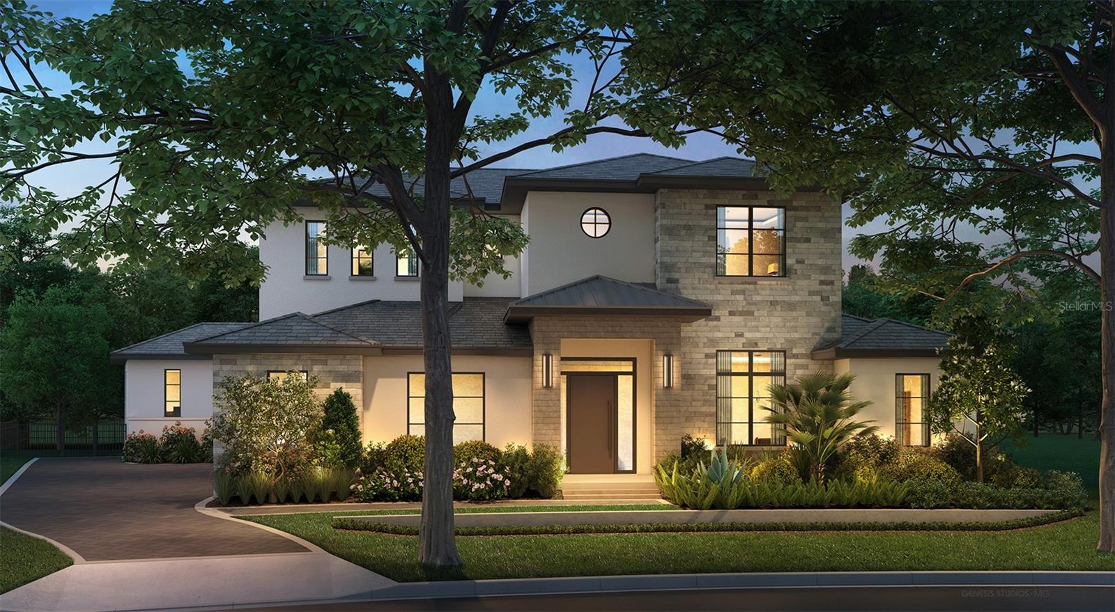 Under Construction. Being expertly built by Maroon Fine Homes, and located in the new Cromwell expansion at Lake Nona Golf & Country Club, this luxurious custom home is perfectly situated with direct access to the Club’s amenity base, The United States Tennis Association’s National Campus, and Lake Nona’s Town Center.
The warm, contemporary residence boasts five bedrooms, five full and two half baths, ranging over an impressive 6,000 sq. ft. floor plan. Custom floor to ceiling millwork, with integrated lighting, and a floating stair case create a stunning entry into the home’s open floor plan. A private, glass enclosed study precedes the large great room, which is set against the serene conservation views, and is anchored by the gorgeous gourmet kitchen and stunning fire place.
In addition to the first-floor guest suite and sitting room, the main level features the expansive owner’s suite complete with a spa-like primary bath and a 13’ by 26’ custom walk-in closet inspired by a luxury merchandise experience and offering a private vanity.
The beautiful landscaping highlights all this home has to offer and is the perfect backdrop to the spectacular outdoor oasis complete with multiple covered lanais, a resort-style plunge and lap pool, spa and summer kitchen. Additional features include a Scullery Kitchen, Second Floor Loft, a a Three-Car Garage.