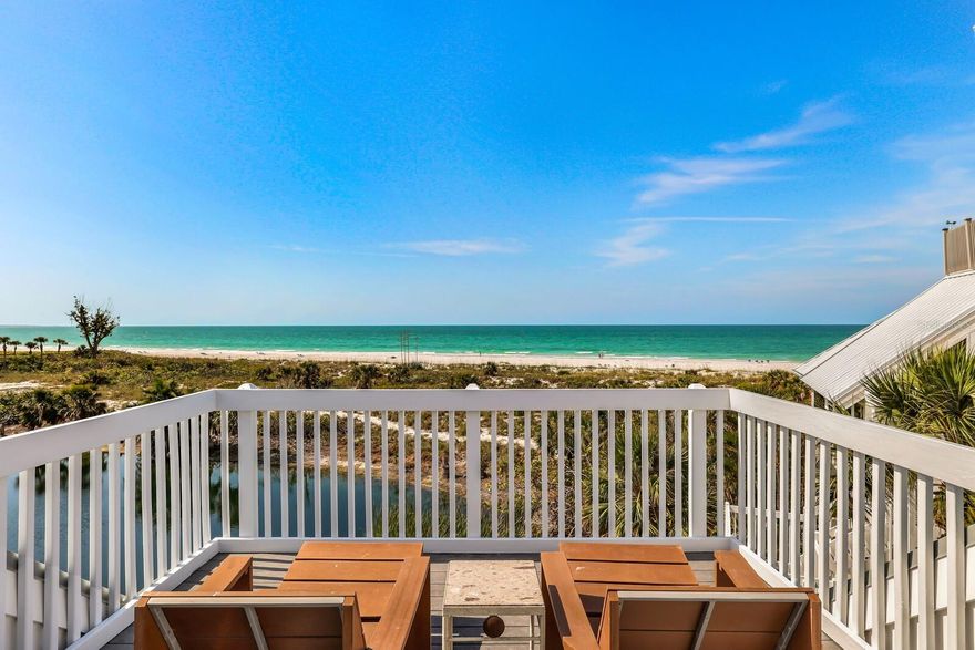 Come see for yourself why the original owners have enjoyed the special location of this home since the day it was built. From the moment you enter, and even before, the endless views of the Gulf of Mexico will take your breath away. The evenings are just as spectacular. The home provides a front-row seat to watch some of the most mesmerizing sunsets you will ever see. Additional sought-after highlights include an elevator, a Gulf-facing screened porch, an expansive roof-top deck, low-maintenance cement board siding, and hurricane-rated impact windows. There's a garage too, providing storage for beach chairs, a golf cart, kayaks, paddleboards, and bicycles. One of the community pools, and a pathway to the beach, are just steps away! Boca Grande Club amenities include a Gulf front member-only restaurant, a tiki bar, multiple pools, a recently renovated fitness center, 8 Har-Tru tennis courts, a tennis pro, a pro shop, planned activities, and so much more! The original owners have created many great memories here. Now it's time for your family to create some of your own.