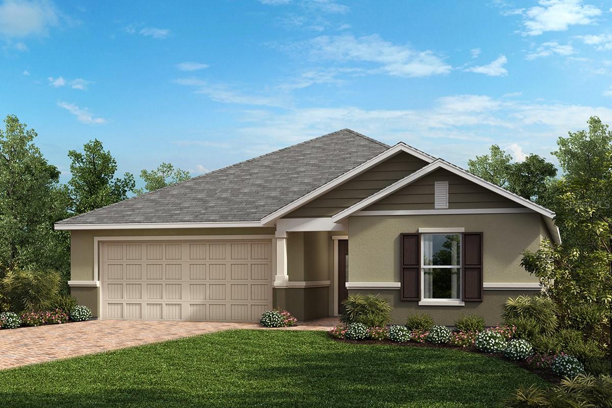 This exquisite, single-story home showcases durable 30-year roofing shingles. Inside, discover an open floor plan with tile flooring and a spacious great room that boasts vaulted ceilings. Enjoy the convenience of a dedicated laundry room. The kitchen is equipped with 36-in. upper cabinets, granite countertops, an island, a Moen® stainless steel faucet, a Kohler® stainless steel sink and Whirlpool® stainless steel appliances. The primary suite features a oversized walk-in closet and connecting bath that offers a linen closet, dual-sink vanity and walk-in shower with tile surround. The covered back patio provides the ideal setting for outdoor entertaining and leisure.