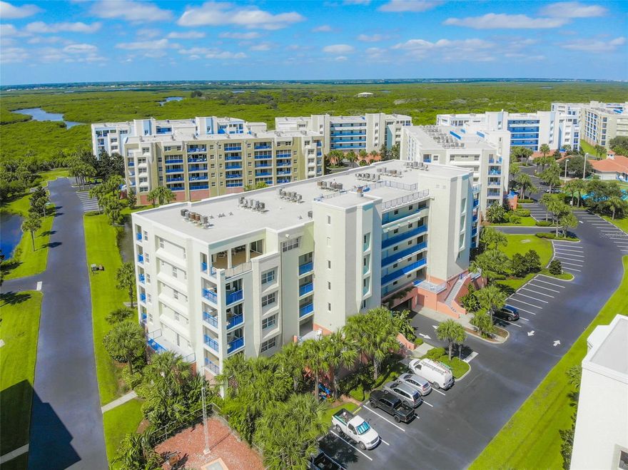 Welcome to Ocean Walk - full of amenities and maintenance free living. You can sit on your balcony with an unencumbered view of the estuary and awesome sunsets.  The balcony has special screening so no mosquitos!  The balcony also overlooks lakes with fountains. Ocean Walk offers deeded access to the ocean on the no drive beach. This popular floor plan offers 2 large bedrooms and 2 bathrooms. All countertops are granite. Current owner added crown molding in the kitchen as well as some custom shelving. A sliding barn door replaced the former pocket door for better privacy.  All carpeting was ripped out to have an all tile condo. Upgraded electrical work was done, All appliances less than 4 yrs old. The covered garage is on the first floor with elevator access to the condo.
Video link: https://vimeo.com/613507166/e682e5a2ed
3D Tour: https://nodalview.com/kzzmqVHENn3r2WQLQcSarLVC?viewer=mls ;LocationDescription: Condo ;Water: City