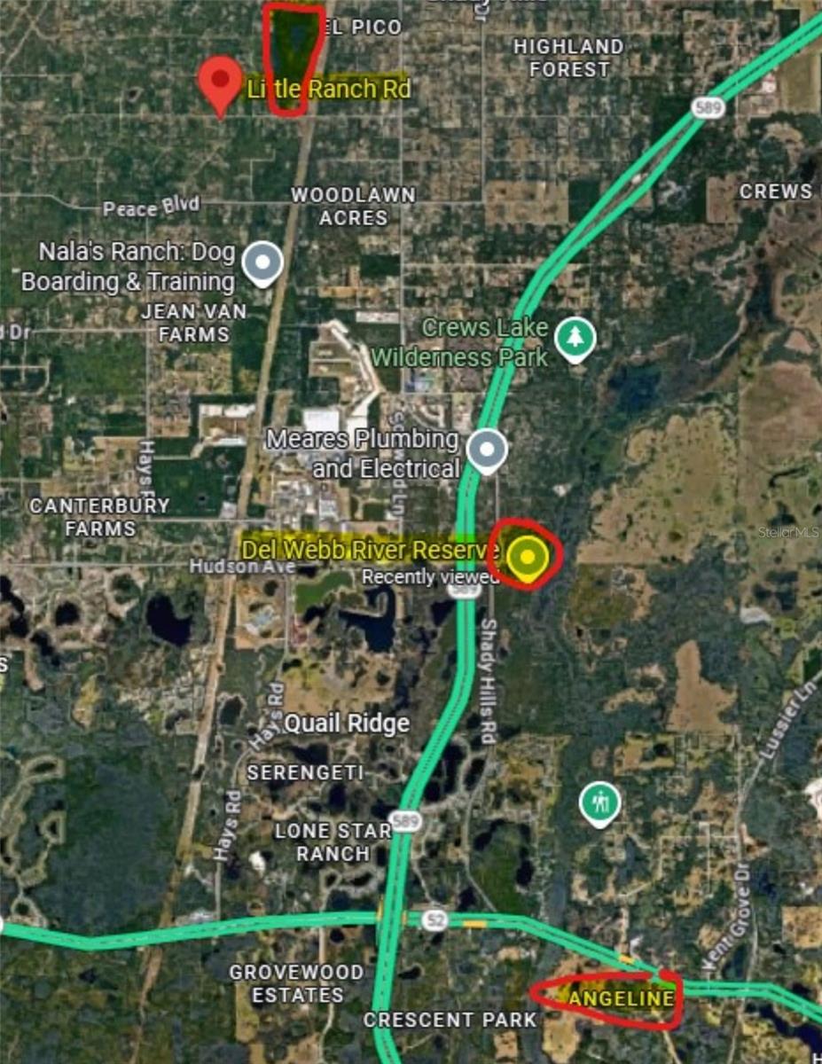 Selling three adjoining parcels totaling approximately 80 acres (MOL) in Pasco County, offering a rare opportunity for residential development or private estate use. The property features thinned timber and is zoned AR with a future land use of RES-1, allowing single-family homes, modular, and mobile homes on a minimum of one-acre tracts. Each parcel ID may be split once, providing for up to six parcels in total, with requirements of 125’ minimum lot width and setbacks of 50’ front and rear and 25’ sides. All three parcels can be combined under a Unity of Title, making the land suitable for various configurations such as five- or ten-acre tracts. The property requires well and septic, with public water and sewer located approximately 3,500 feet away at the corner of Shady Hill Road and Little Ranch Road. Annual taxes are only $299.54. Ideally located with direct access to the Suncoast Parkway (589), minutes from SR-41, and just 40 minutes to Tampa International Airport or Downtown Tampa, 20 minutes to Hernando Beach, and within 4 miles of the Del Webb 55+ community, this land offers the perfect blend of country living with nearby city amenities and excellent growth potential.
