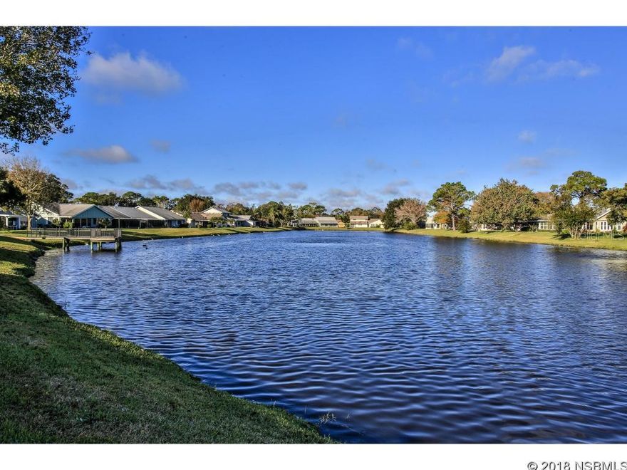 Wonderful water views await you from this move-in ready golf villa. Clean, neat, and well-maintained home has New Roof and skylight in 2018, New A/C system 2016, exterior painted in 2016, storm rated garage door, new garage door opener and pad 2016, new water heater December 2018. Enjoy water views of spring-fed Lake Fairgreen, the largest pond in the community, from living area and master suite. Spacious 10 x 25 rear patio will be your outdoor living location to entertain, grill-out, and chill as you watch sunsets over the water. Nestled between 2 golf courses, close to shopping, dining, historic downtown shoppes and farmer's market, and the beach is 8 minutes away. Community heated pool is available by optional membership. Low HOA dues provide complete operation of sprinkler system & irrigation water, termite bond, and common areas. ;Water: City