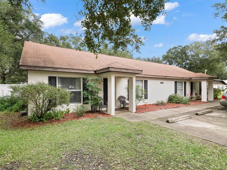 Wonderful investment opportunity! Well-kept concrete block & stucco duplex in SW Ocala - Quail Run - convenient to the FL Horse Park & Greenway and an easy drive to Ocala and The Villages. Two identical units with each featuring 2 bedrooms, 2 full bathrooms, covered entry and side patio. Inside, you'll appreciate tile floors throughout, newer kitchen appliances and in unit laundry. Each unit has 4 parking spaces and a spacious shared backyard. A new drain field was installed approx. 2 years ago. 3D Tour available! Don't miss out on this opportunity, schedule a tour today!