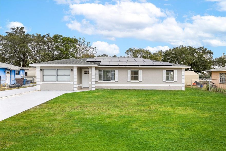 Beautifully remodeled 3-bedroom, 2-bath home featuring fully paid-off solar, offering long-term savings and low electric bills. The main home includes new laminate flooring, updated kitchen cabinets, fresh paint, and two modern, fully remodeled bathrooms with upgraded tile.
The garage has been converted into a 1-bedroom studio/In-Law suite with its own kitchen, bathroom, living area, and bedroom—perfect for extended family or potential rental income. (Buyer to verify any rental or permitting requirements.)
Property includes a storage shed in the backyard and sits on a nicely sized lot with room to enjoy. Move-in ready, affordable, and ideal for a first-time homebuyer or anyone looking for a clean, updated home with extra living space and money-saving solar.