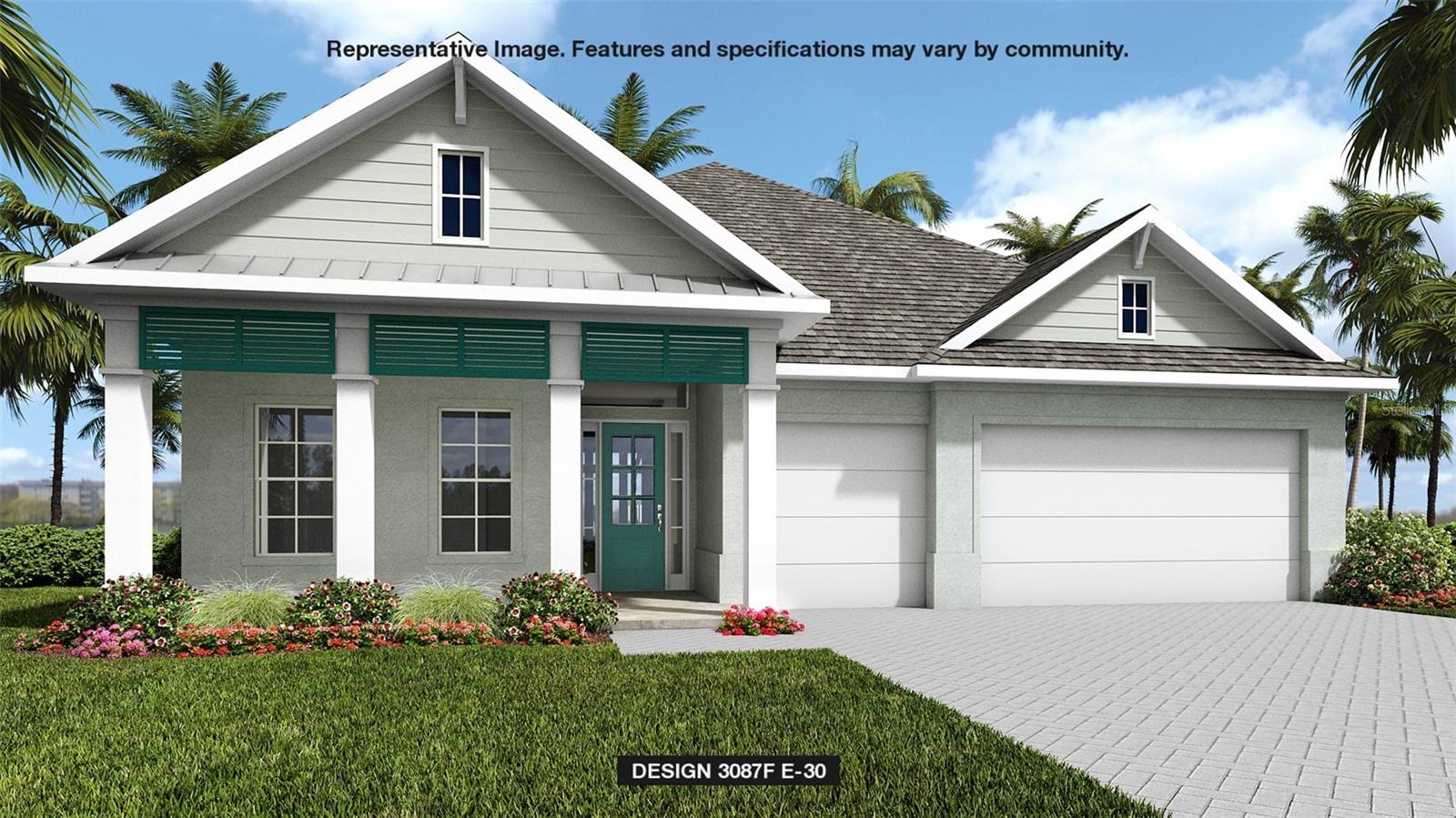 Under Construction. A welcoming front porch opens into the homes extended entryway. Two secondary bedrooms are off the main hallway and feature walk-in closets and share a Hollywood bathroom and linen closet. The family room is at the center of the home and boasts a sliding glass door. A bonus flex room with a wall of windows is adjacent to the family room. The kitchen boasts a large island with built-in seating, 5-burner gas cooktop and a walk-in pantry. The dining area is embraced by a corner of windows and allows access to the covered lanai. The primary bedroom boasts a large window overlooking the backyard. The primary bathroom offers dual vanities, a freestanding tub, large glass enclosed shower, and two walk-in closets. A secluded guest suite with a full bathroom is located off the main hallway. The laundry room is centrally located by the drop zone and three-car garage.