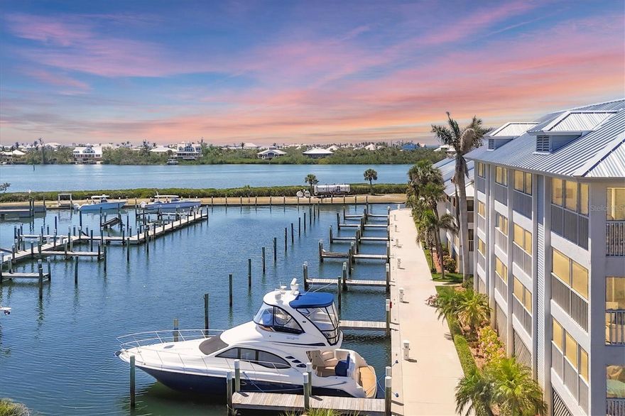 Own a piece of paradise with this third story condo overlooking the marina and intracoastal waterway.  An end unit this one bed one bath unit features natural light with the multiple windows all impact rated for your protection.  The kitchen is upgraded with granite counters, newer appliances, and a water filtration system.  Harbortown offers an array of benefits including a pool area and access to some amenities on Palm Island with an optional fee.  The greater Placida area boasts some of the most popular fishing in the area, miles of sandy beaches, a plethora of parks and forests, and a variety of golf courses.