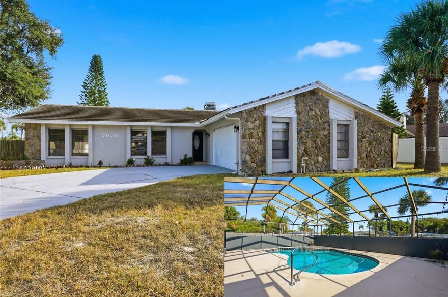 Welcome to this stunning 3-bedroom, 2-bathroom POOL home featuring a desirable split floor plan and sitting on a spacious 0.37-acre fenced lot. Nestled in a peaceful cul-de-sac, this property offers both comfort and privacy. The primary suite includes a generous walk-in closet and an updated spa-inspired bathroom complete with a luxurious soaking tub—your perfect retreat at the end of the day. The updated kitchen boasts granite countertops and stainless steel appliances, opening to the main living areas for easy entertaining. The guest bathroom has also been tastefully renovated. Enjoy Florida living at its best in the screened-in pool area, ideal for relaxing or hosting during warm summer days. Move-in ready and beautifully maintained, this home is one you don't want to miss!