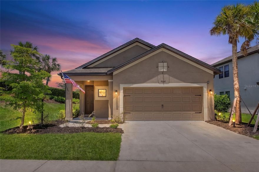Welcome to 9000 Tequila Sunrise in the highly sought-after Cassia at Skye Ranch community — currently the lowest-priced single-family home in Skye Ranch. Perfectly positioned on a private corner lot backing up to tranquil water views, this beautifully designed Saint Vincent model offers the ideal blend of style, comfort, and value.

This one-story home features 4 bedrooms, 2.5 bathrooms, and a thoughtfully designed open-concept layout perfect for both entertaining and everyday living. Filled with natural light, the spacious living and dining areas seamlessly connect to the gourmet kitchen, where beautiful gold accents add warmth and designer flair to the heart of the home. Brand new refrigerator, washer, and dryer have just been added, making this home truly move-in ready.

The private primary suite serves as a relaxing retreat with a spa-inspired bathroom and generous walk-in closet, while three additional bedrooms provide flexibility for family, guests, or a home office. Step outside to the covered lanai and fully fenced backyard overlooking the water — creating the perfect space to relax, entertain, or enjoy peaceful Florida sunsets. The corner lot location adds an extra layer of privacy rarely found in the community.

Located in the award-winning Skye Ranch community, residents enjoy resort-style amenities including a clubhouse, fitness center, resort-style pool, playgrounds, sports courts, parks, and scenic walking trails. Conveniently located near top-rated Sarasota schools, shopping, dining, and Gulf Coast beaches, this home offers an incredible opportunity to own in one of Sarasota’s most desirable communities at an exceptional value.