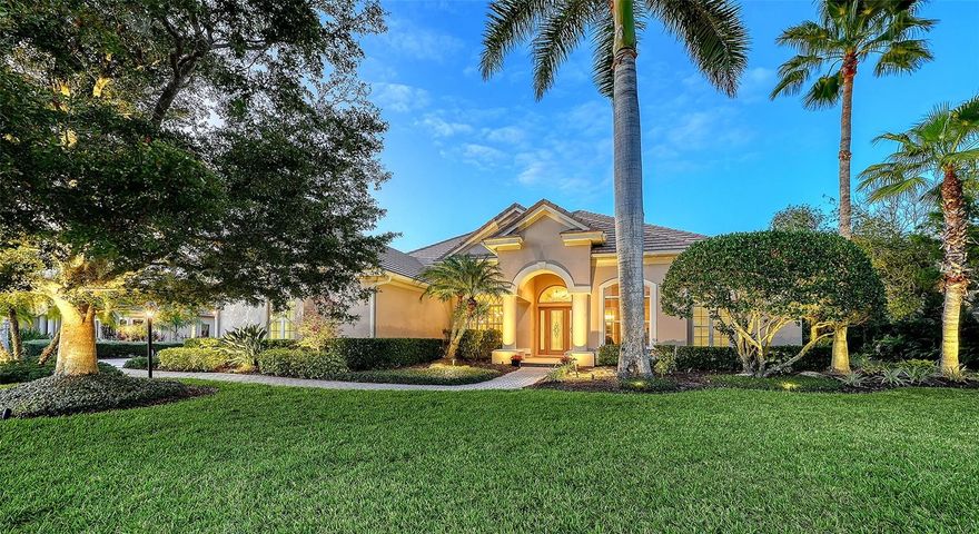 Pristine and timeless design, this Arthur Rutenberg styled and built home is nestled in the Quail Creek neighborhood in Lakewood Ranch Country Club. Set on a generous corner homesite just shy of half an acre on a quiet cul-de-sac, the property enjoys preserve views and a huge lanai with heated saltwater pool and spa. 4 bedrooms plus an office/den (or optional 5th bedroom), 3 full baths and 1 half bath, this thoughtfully designed split floor plan offers both privacy and functionality. Elegant yet inviting with soaring 12-foot ceilings, crown molding, tray ceilings, and elegant columns. Two separate living areas provide flexibility for everyday living and entertaining. Two fireplaces - gas in the living room and a wood-burning fireplace on the lanai. The chef’s kitchen is a true showpiece, appointed with custom solid wood cabinetry, granite countertops, travertine backsplash, large center island with prep sink, breakfast bar seating, and premium stainless-steel appliances including a Sub-Zero refrigerator and Wolf gas range and convection oven. A butler’s bar connects seamlessly to the formal dining room, complemented by an oversized walk-in pantry. The expansive family room boasts two walls of pocketing sliding glass doors,  blending indoor and outdoor living. The primary suite is a serene retreat with private lanai access, two custom walk-in closets, and a spa-inspired bath featuring separate vanities, soaking tub, and a walk-in shower. Two guest bedrooms are privately tucked behind a pocket door with a shared full bath, while an additional bedroom and full bath are located at the rear of the home for added privacy (would make a great 2nd primary suite). Step outside to the beautifully appointed lanai featuring a summer kitchen with built-in stainless gas grill, refrigerator, and sink. Enjoy two covered seating areas, fireplace, saltwater heated pool, and spa. Pool resurfaced (2019), heater (2020) and pump and control board (2023). Perfect for year-round entertaining. Spacious laundry room with ceiling-height cabinetry, utility sink and washer and dryer. 3-car garage with epoxy flooring. A/C systems replaced in Dec 2022 and Dec 2024. Located behind the gates of Lakewood Ranch Country Club, residents enjoy access to championship golf, tennis and pickleball courts, state-of-the-art fitness center, resort-style pools, fine dining, and a vibrant social calendar. Just minutes from top-rated schools, The Mall at UTC, Lakewood Ranch Main Street, Waterside Place, and the renowned beaches and cultural attractions of the Sarasota/Bradenton area. An exceptional property that embodies Florida living at its finest.According to documents, fences are allowed with HOA approval