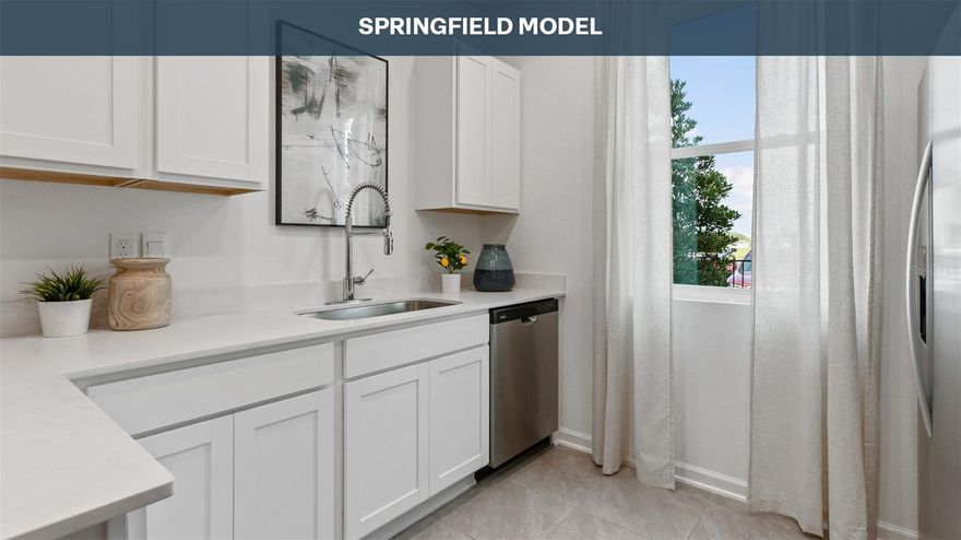 Under Construction. The Springfield townhome is a thoughtfully designed floor plan that offers a surprising amount of space and comfort within approximately 1,308 square feet. With three bedrooms and 2.5 bathrooms, this inviting two-story home is ideal for homeowners seeking a functional layout that still feels open and bright. The main level features a seamless flow between the kitchen and living area, creating a welcoming environment for both relaxing and entertaining. 


The kitchen is designed with ample counter space and storage, making meal preparation easy while staying connected to family and guests in the adjacent living room. Sliding glass doors bring in generous natural light, filling the home with warmth and enhancing the open feel of the living spaces throughout the day. 


Upstairs, the primary suite provides a peaceful retreat, complete with a spacious walk-in closet and a well-appointed bathroom with a large vanity. Two additional bedrooms offer flexibility for guests, children, or a dedicated home office. Built with energy-efficient features and modern construction standards, the Springfield delivers long-term value and everyday comfort in desirable new home communities across North Florida, making it an excellent choice for today’s buyers.