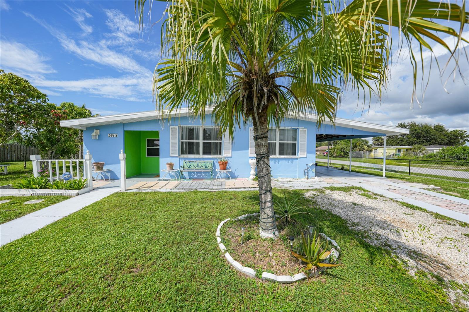 Welcome to 3413 Westlund Terrace in sunny Port Charlotte, Florida—a charming 3-bedroom, 1-bathroom concrete-block home offering 1,091 square feet of comfortable living space on a spacious 0.25-acre corner lot. With no HOA or deed restrictions, this property offers the freedom to make it truly your own—whether you’re dreaming of a garden, patio expansion, or even a future pool. Inside, you'll find an open, functional layout with tile flooring throughout, providing a clean and low-maintenance interior suited perfectly to Florida’s climate. Both bedrooms are well-sized, and the full bathroom is centrally located for convenience. The solid block construction and slab foundation offer lasting durability and peace of mind, while the oversized lot gives you plenty of room to stretch out or customize the outdoor space to your liking. Located just minutes from US-41, this home offers quick access to shopping, dining, top-rated schools, healthcare, and I-75. Whether you're a first-time buyer, seasonal resident, or investor, this home delivers comfort, potential, and a highly desirable location—all without the burden of HOA fees or restrictions.