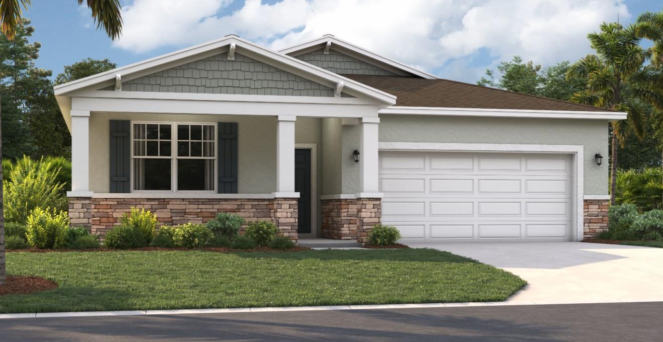 One or more photo(s) has been virtually staged. Stanley Martin builds new construction homes in the Brack Ranch community in St. Cloud, Florida. This neighborhood is ideally located, halfway between downtown Orlando and the beaches of Florida's east coast. You'll have the best of both worlds: the excitement of the city and the tranquility of the coast right at your fingertips. Downtown Orlando and its famous theme parks are just 25 miles away, and I-95 is only 35 miles away, making commuting a breeze. With easy access to SR-417, SR-528, US-192, and Florida's Turnpike, your commute will be a breeze. Plus, with Orlando International Airport just a 15-minute drive away, traveling is a breeze. It's not just about the setting: Brack Ranch features a wide range of amenities designed to enhance your lifestyle. Take a dip in the pool, relax in our clubhouse, or explore the many hiking trails.
The Juniper offers the perfect combination of modern design and practical living. From its spacious two-car garage to an inviting outdoor deck, this home accommodates all your living needs while keeping up with today's style standards. Three main-level bedrooms located at the front of the home have access to a double-vanity bathroom and a laundry room across the hall, all thoughtfully designed for comfort and convenience! Venture further into the open-concept kitchen and dining room, which are perfect for gathering, entertaining, and spending quality time. After dinner, take advantage of the spacious 17x17 living room for quality time. The rear of the home features a primary suite complete with a walk-in closet and shower, water closet, and split vanities, providing your own personal oasis. Enjoy all these features and the Florida sunshine from your included covered lanai.