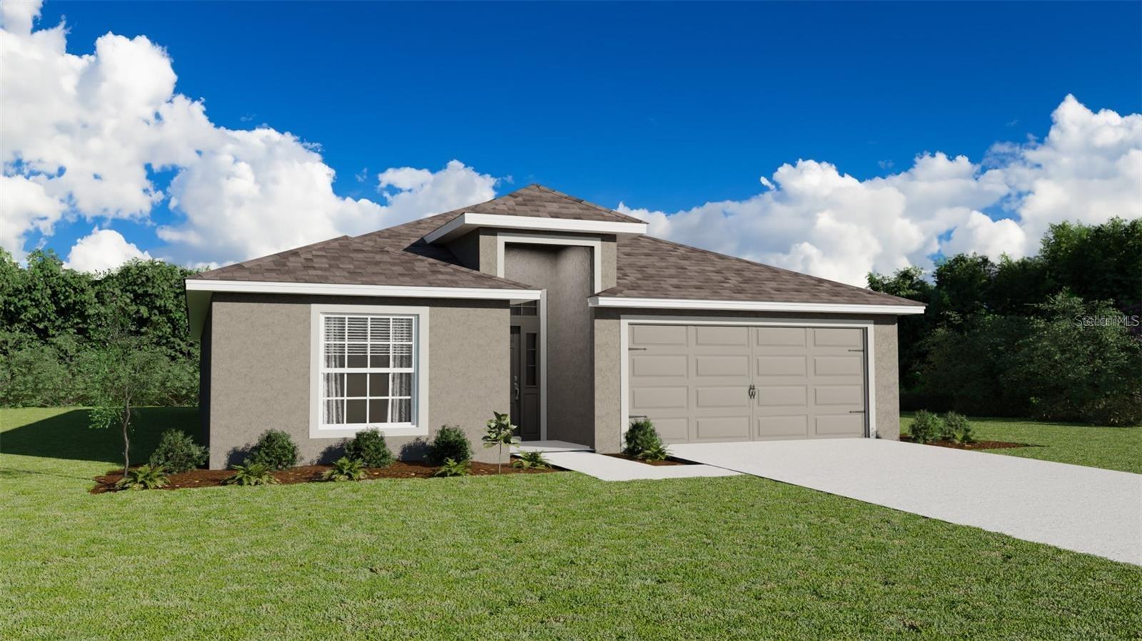 New construction home with 1744 square feet on one-story including 3 bedrooms, 2 baths, and an open living area. Enjoy an open kitchen with Silestone countertops, Samsung stainless steel appliances, a walk-in pantry, and a spacious island, fully open to the dining café and gathering room. The living area, laundry room, and baths include luxury wood vinyl plank flooring, with stain-resistant carpet in the bedrooms. Your owner's suite is complete with a walk-in wardrobe and a private en-suite bath with dual vanities, a tiled shower, and a closeted toilet. Plus, enjoy a covered lanai, 2-car garage, custom-fit window blinds, architectural shingles, energy-efficient insulation and windows, and a full builder warranty ***Please note - Virtual Tour/Photos showcases the home layout; colors and design options in actual home for sale may differ. Furnishings and décor do not convey!