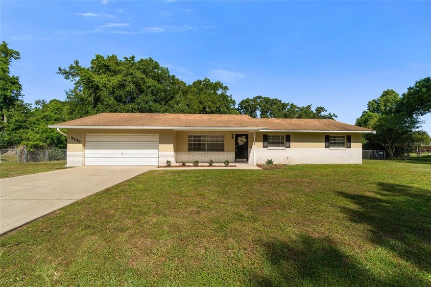 Recently Remodeled & Move-in Ready! This must-see spacious SE Ocala home includes 3 bedrooms, plus a large Den/Office, 2 Bathrooms, a Huge Family Room, Dining Room, Inside Laundry, and a Beautiful Kitchen!  The home is located on one of the largest lots in the subdivision at .40 acres and is minutes from everything!  The list of upgrades includes new Luxury Vinyl Plank flooring in the dining room, bedrooms, and office/den, recently painted inside and out, new ceiling fans throughout, 4" baseboards, USB outlet in each room, electronic front lock, and much more. The stunning kitchen includes a full stainless appliance package, solid wood cabinetry, white subway tile backsplash, and granite countertops with a large single sink basin. The home also has inside laundry with included washer/dryer, a fully finished garage, a large 12x29 rear patio, and a spacious fenced-in backyard. No HOA dues! Property shows like a model. It can even be purchased fully furnished!