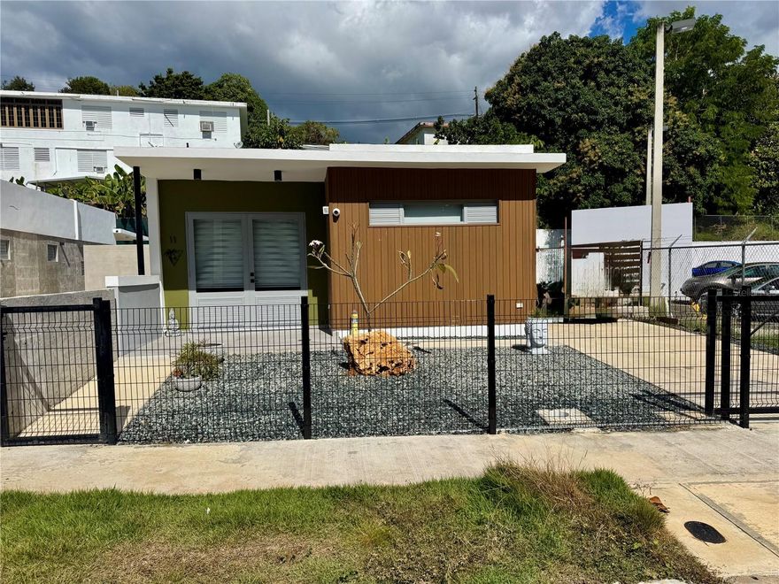 New construction. Beautifully styled-turn key!!!!, sold furnished and with appliances. Conveniently located at approximately 300 lineal meters from town square and approximately 450 lineal meters from the beach. Appliances: one ac each room, one ac in living room/dining/kitchen area, washer, dryer, stove, refrigerator, electric water heater on demand, and microwave. Security cameras and alarm system included.  House is fully supplied with photovoltaic panels (roof). Pool with marbleized interior,  front porch and back terrace, outdoor shower.