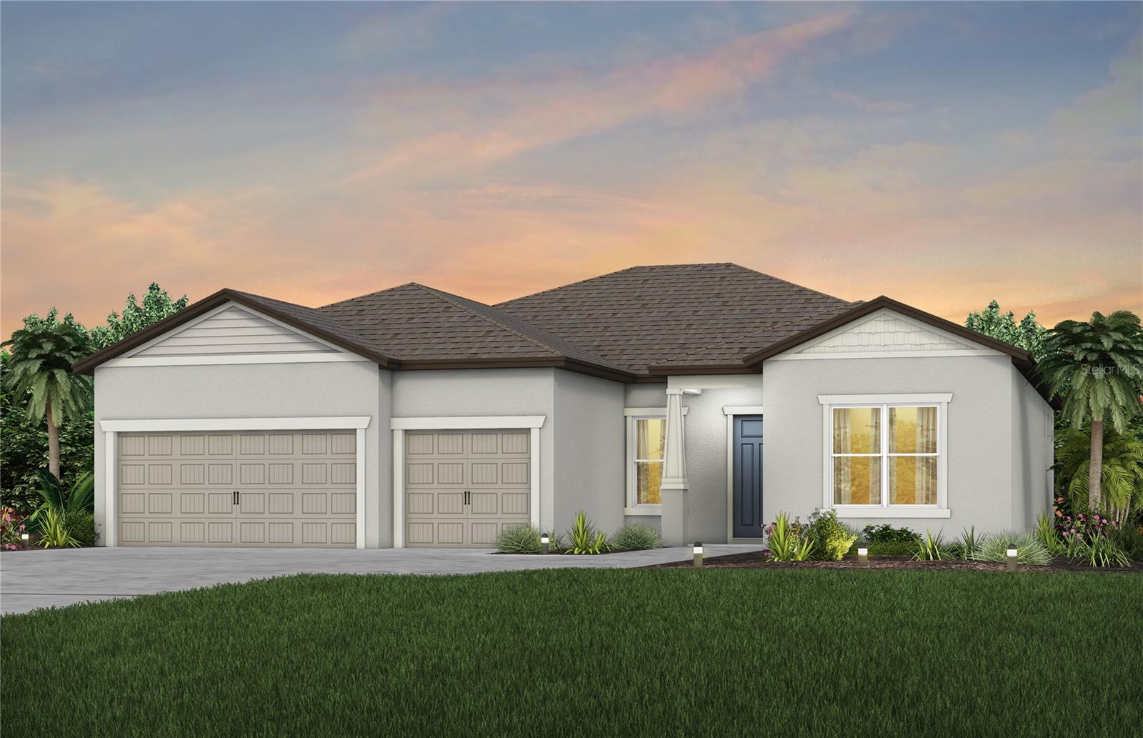 Under Construction. Enjoy all the benefits of a new construction home in the serene setting of Ocala, FL's horse country, with an age-restricted, fully amenitized lifestyle at Del Webb Stone Creek. This is the active adult community you've been looking for, with amenities that include an 18-hole championship golf course, a full restaurant and bar, indoor and outdoor pools, sports courts, and so much more. Our sprawling amenities, clubs, and classes will fill your retirement days with activities to make new friends and memories.
Featuring the open-concept Stellar floor plan, this home has all the space and upgraded finishes you've been looking for. The designer, gourmet kitchen showcases a large center island with a large single bowl sink, stylish white cabinets, 3cm quartz countertops with tiled backsplash, a large pantry, and KitchenAid stainless steel appliances including a dishwasher, built-in oven and microwave, and stovetop with range hood.
The bathrooms have matching cabinets and quartz countertops and there is a walk-in shower with niche and dual sinks in the Owner's bath. There is 22”x22” tile flooring in the main living areas and flex room, bathrooms, laundry room and in the bedrooms.
Additional upgrades include pocket sliding glass doors at the gathering room, an upgraded laundry room with built-in cabinets, a 2-car garage with 4’ extension, tray ceiling at gathering room, dropped tray ceiling in owner’s suite and flex room, screened lanai, LED downlights in the gathering room, upgraded brushed nickel lighting and hardware throughout and a Smart Home technology package with video doorbell.
Call or visit today and ask about our limited-time incentives and special financing offers!