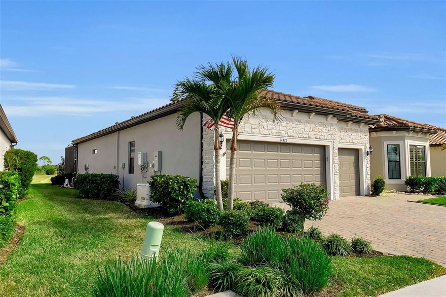 Located in the highly sought-after Talon Preserve on Palmer Ranch, this one-of-a-kind Stellar model offers an exceptional opportunity to own a premium waterfront homesite with serene water views both in the front and rear of the property - a rare and coveted setting. Ideally positioned just a short walk to the clubhouse, this home combines luxury, convenience, and true resort-style living. Featuring over $200,000 in upgrades, every detail has been thoughtfully curated, including a 3-car garage with epoxy floors, engineered hardwood flooring, upgraded tile, crown and trim molding, tall tray ceilings, custom cabinetry, upgraded countertops, designer plumbing fixtures, and premium appliances. The chef's kitchen is a standout with a natural gas stovetop, perfect for cooking enthusiasts. Pocket sliding glass doors open seamlessly to a custom oversized heated pool with a premium panoramic pool enclosure, creating an uninterrupted open water view and effortless indoor-outdoor living. The fenced yard, updated landscaping, utility sink in the laundry room, tankless water heater, and whole-home gas Generac generator add both comfort and peace of mind. Residents of Talon Preserve enjoy an unmatched lifestyle with resort-style amenities including a clubhouse, restaurant bar and grill, pool with splash pad, pickleball and tennis courts, fitness center, game room, playground, and dog park.