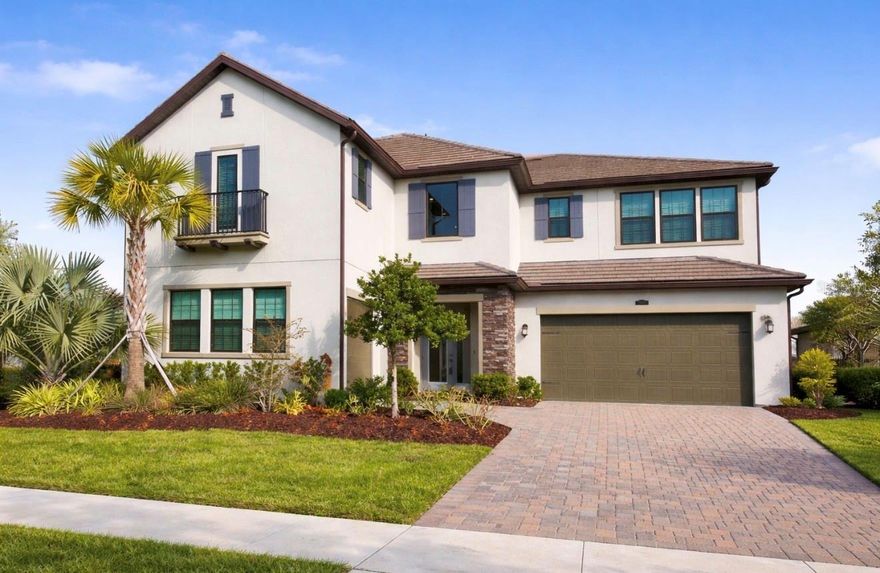 Built in 2023, this exceptional 5-bedroom, 4-bath residence is situated on a generous quarter-acre homesite within the gated enclave of Ravello at Estancia. Showcasing striking curb appeal, the home features elegant stone accents, professionally upgraded landscaping, a brick paver driveway, and a spacious three-car garage complete with epoxy flooring and EV charging capability. Step inside to a grand and inviting foyer highlighted by a stunning wrought iron staircase that sets the tone for the home’s refined design. The thoughtfully designed floor plan offers both functionality and flexibility, including a private office or den, formal dining room, and an additional bonus flex space ideal for a playroom, media room, or additional bedroom. The gourmet kitchen is a true centerpiece, appointed with a farmhouse sink, stylish pendant lighting, butler’s pantry with beverage bar, expansive island and a large and inviting dining area.
Designed for seamless indoor-outdoor living, pocket sliding glass doors open fully to create a wide, unobstructed transition to the outdoor living spaces—perfect for entertaining or everyday enjoyment. Upstairs, the luxurious owner’s suite provides a private retreat, featuring a screened-in wrought iron balcony with built in fire escape door, an oversized walk-in closet, a spa-inspired bath with soaking tub, frameless glass shower, and dual quartz vanities.
Additional upgrades include 3M heat-reducing window film, upgraded wrought iron stair railings, pre-plumbing and connections for a future outdoor kitchen (gas, electric, and water), garage water treatment hookup, fresh interior paint completed in 2025, and hurricane shutters for added peace of mind. Two expansive panoramic screened lanais, lower level lanai being 32 feet in length, overlook a fully fenced backyard and side yard, offering ample space to design your dream pool while preserving a generous grassy area for recreation.
Residents of Estancia enjoy access to resort-style amenities, including a luxury clubhouse, zero-entry heated pool with water slide and lap lanes, tennis and pickleball courts, basketball courts, scenic parks, and walking trails. Conveniently located just minutes from premier shopping and dining, with easy access to I-75, downtown Tampa, and Tampa International Airport, this home offers the perfect blend of luxury, comfort, and convenience.