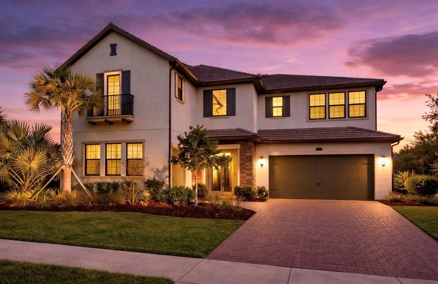 Built in 2023, this exceptional 5-bedroom, 4-bath residence is situated on a generous quarter-acre homesite within the gated enclave of Ravello at Estancia. Showcasing striking curb appeal, the home features elegant stone accents, professionally upgraded landscaping, a brick paver driveway, and a spacious three-car garage complete with epoxy flooring and EV charging capability. Step inside to a grand and inviting foyer highlighted by a stunning wrought iron staircase that sets the tone for the home’s refined design. The thoughtfully designed floor plan offers both functionality and flexibility, including a private office or den, formal dining room, and an additional bonus flex space ideal for a playroom, media room, or additional bedroom. The gourmet kitchen is a true centerpiece, appointed with a farmhouse sink, stylish pendant lighting, butler’s pantry with beverage bar, expansive island and a large and inviting dining area.
Designed for seamless indoor-outdoor living, pocket sliding glass doors open fully to create a wide, unobstructed transition to the outdoor living spaces—perfect for entertaining or everyday enjoyment. Upstairs, the luxurious owner’s suite provides a private retreat, featuring a screened-in wrought iron balcony with built in fire escape door, an oversized walk-in closet, a spa-inspired bath with soaking tub, frameless glass shower, and dual quartz vanities.
Additional upgrades include 3M heat-reducing window film, upgraded wrought iron stair railings, pre-plumbing and connections for a future outdoor kitchen (gas, electric, and water), garage water treatment hookup, fresh interior paint completed in 2025, and hurricane shutters for added peace of mind. Two expansive panoramic screened lanais, lower level lanai being 32 feet in length, overlook a fully fenced backyard and side yard, offering ample space to design your dream pool while preserving a generous grassy area for recreation.
Residents of Estancia enjoy access to resort-style amenities, including a luxury clubhouse, zero-entry heated pool with water slide and lap lanes, tennis and pickleball courts, basketball courts, scenic parks, and walking trails. Conveniently located just minutes from premier shopping and dining, with easy access to I-75, downtown Tampa, and Tampa International Airport, this home offers the perfect blend of luxury, comfort, and convenience.