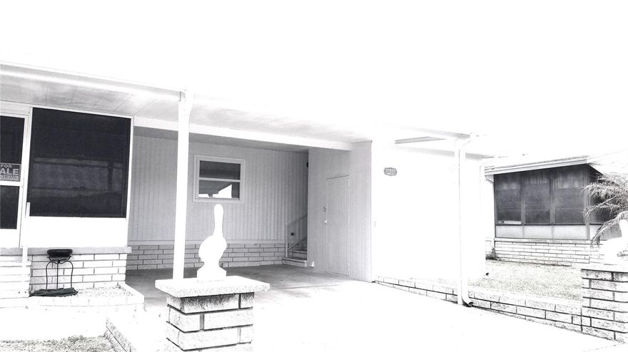 New listing in Spanish Trails West where the HOA is $142 a month, and you get Internet, TV, Lawn Mowed, Heated Pool, Club House and a friendly, busy community.  This 1988 home has 1,008 sq.ft. and updated.  To start, the roof was replaced in 2023, the kitchen has added cabinets, all the appliances are new including a side-by-side refrigerator with a bottom freezer, smooth top stove. dishwasher, and microwave.
The floors are vinyl plank for easy care and waterproof. Newer washer & dryer moved inside but hidden behind doors, new insulated windows, and the master bathroom has been done over with a culture marble countertop, plus a redone walk-in shower with a built-in chair.  
You have sliding doors to bring you out from your living room to your front porch that's screened in with vinyl windows to enjoy.

You'll enjoy the community with coffee hours, dances, potluck lunches, Sunday Ice Cream, plus an inside shuffleboard court, Pickell ball, card playing and crafts and bingo and more.  The pool is heated when needed and the club house holds a pool table to enjoy.  Come see what's been done, this may be just what you're looking for at $138,000!