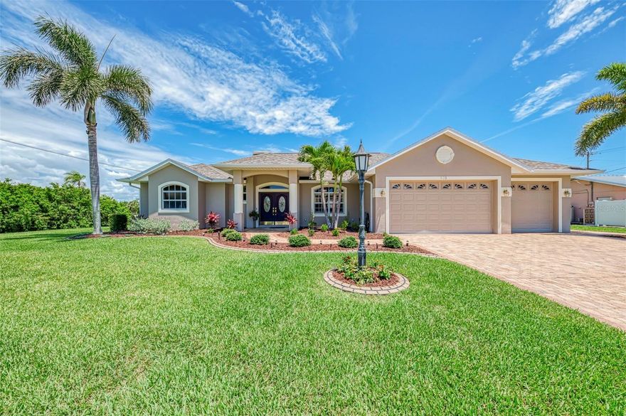 Stunning three bedroom, two and a half bath, three car-garage, Custom built, pool home in South Venice. Your home, built by Fireside Homes, offers an open, "Great Room" floor plan, with your Family Room having cathedral ceilings and a wood-burning fireplace. The kitchen has beautiful wood cabinets, Black Galaxy granite counter tops, stainless appliances, large closet pantry and an island with cooktop. There is eating space in the kitchen as well as a formal dining room. French doors from the kitchen to your den/office or study. The master bedroom has two large walk-in closets, new carpeting and French doors out to the lanai. The home has been beautifully maintained by the original owners, with recent items being, new pavers on the lanai and pool deck, along with new pool cage and new heater for your salt water pool. The roof was replaced in 2025 and the AC system was replaced in 2021. The interior and exterior of the home has recently been painted. Impact windows and sliders, for peace of mind, are on the home. Belong to the South Venice Beach Association, if you choose, for use of their boat ramp and the ferry. Come and see this great buy today!