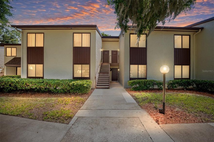 Experience effortless, turn-key living in this fully furnished 55+ ground-floor condo, perfectly positioned with direct views of the Country Club of Silver Springs Shores Golf Course. Rolling fairways and a tranquil waterway create a peaceful backdrop, while the community pool sits just steps away, making relaxation and recreation part of your everyday rhythm. It’s a calm, scenic setting designed for comfort. Inside, this spacious and inviting 2-bedroom, 1.5-bath home features a freshly painted interior with elegant crown molding and a bright, welcoming ambiance from the moment you enter. The living and dining areas offer wood-look laminate flooring, abundant natural light, and sliding glass doors that lead to the expansive, climate-controlled Florida room. This all-season space provides fantastic views and a flexible area for relaxing or entertaining, while the large stone patio outside is ideal for enjoying the outdoors and taking in the golf course scenery. The well-equipped kitchen features tile countertops and backsplash, along with a full suite of appliances, including a dishwasher and an upright washer/dryer set for added convenience. A pass-through from the kitchen opens to the dining room, where a generous 3’x4’ closet provides valuable additional storage space. Both bedrooms feature newer carpeting, and the primary suite includes a walk-in closet and a private en suite bath with a fully tiled walk-in shower. The well-sized guest bedroom offers a comfortable retreat for visitors and enjoys direct access to the home’s Jack-and-Jill half bath for added convenience. Ceiling fans throughout enhance energy efficiency, and major updates, including a 2016 HVAC system and a brand-new hot water tank installed in 2025, provide valuable peace of mind. Enjoy a serene, low-maintenance lifestyle in a community surrounded by lush fairways and tranquil waterways. Residents also have the option to join the Silver Springs Community Center, offering year-round activities and amenities, including three pools, a Jacuzzi, a community center for gatherings, a small fitness center, pickleball, and basketball. The location is conveniently close to several grocery stores, restaurants, and medical facilities, and only a few miles from Silver Springs State Park, Santos Trailhead and Campground, and 17 miles from the World Equestrian Center.