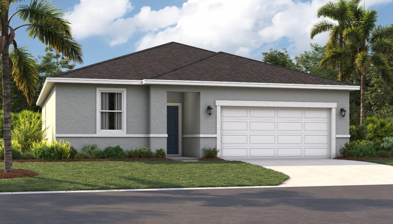 One or more photo(s) has been virtually staged. Under Construction. Located just minutes from outdoor activities like Lake Eva Community Park and Ben W. Graham Park and only 20 miles from Disney World, Covered Bridge at Liberty Bluff offers residents a convenient location near commuter routes for easy access to both work and play. Gather with friends and family for a lakeside picnic or keep it close to home by enjoying on-site amenities, including a pool, cabana, dog park, gazebo, and walking trails.
The Portland is the perfect floorplan to take advantage of the Florida lifestyle. In this home, guests are greeted by a covered entryway that leads to a spacious living room on the main level. No matter where you are in this space, the open floor plan is a great place to entertain family and friends. The kitchen island allows for natural movement through the main level, keeping the kitchen as the focal point of the home. Two spacious bedrooms share a bathroom on the main level, and the true showcase of this home is the primary suite, which offers utmost luxury and privacy. It has everything you need with dual vanities, a large walk-in closet, and a walk-in shower. This home is an oasis for those looking for a new construction home, built for the way you live!
