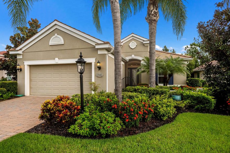 Welcome to this beautiful 3-bedroom, 2-bath residence in highly sought-after gated Country Club East in Lakewood Ranch.  Designed with an open-concept layout and soaring ceilings, this home offers spacious living areas filled with natural light.  The stunning kitchen seamlessly connects to the living and dining spaces, making it ideal for entertaining. The Owner's suite is surrounded by large windows with plantation shutters, 2 closets with built ins one a walk-in.  2 separate vanities, soaking tub and separate walk-in shower.   Step outside to your private backyard retreat featuring a sparkling heated pool, lush landscaping, and serene privacy.  This home perfectly blends comfort, and resort-style living in one of Lakewood Ranch's premier Golf Communities.   Country Club East is a gated community with amenities including three pools, a fitness center, and a clubhouse. Conveniently located near an abundance of shopping, dining, both Sarasota and Tampa airports, as well as some of the nation’s most beautiful beaches. Optional membership to the Lakewood Ranch Country Club offers access to four golf courses, three restaurants, pickleball, tennis courts, and more. This is Florida living at its finest—luxurious, low-maintenance, and perfectly located.