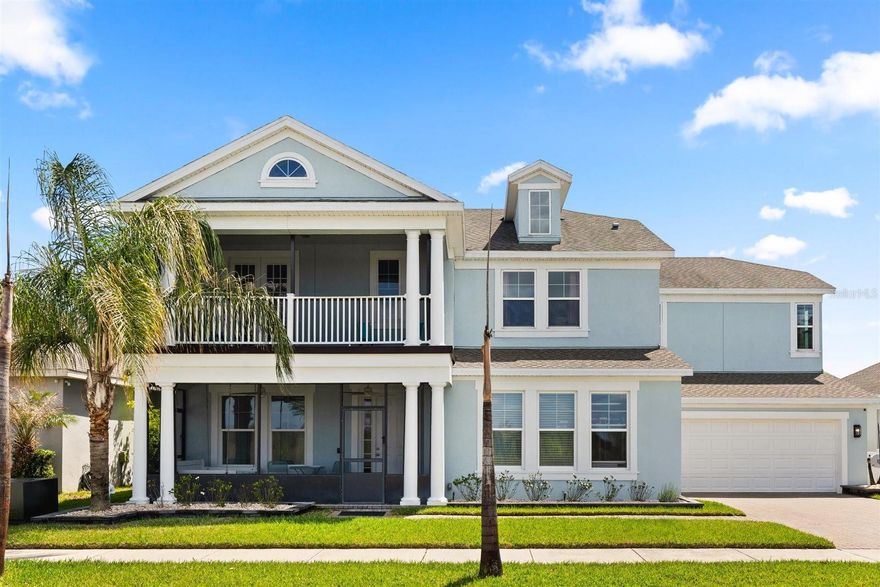 Welcome to this stunning two-story lakefront residence nestled within the exclusive, resort-style gated community of Waterside Pointe. This remarkable home offers 5 spacious bedrooms, 4 luxurious bathrooms, and a versatile flex room, seamlessly blending sophistication, comfort, and functionality. Step inside to a bright and airy living room featuring soaring ceilings and expansive windows that perfectly frame breathtaking lake views. The gourmet kitchen is a chef’s dream, boasting sleek granite countertops, stainless-steel appliances, recessed lighting, and a large island with a sink that flows effortlessly into the dining area overlooking the water. The elegant primary suite serves as a private retreat with a spa-inspired bathroom, featuring dual vanities, a soaking tub, a walk-in rain shower, and a generous walk-in closet. Throughout the home, you’ll find tons of custom touches that elevate both style and comfort. Outdoors, enjoy your travertine pool deck, heated spa, and artificial turf, all within a screened enclosure that offers the perfect setting for relaxing or entertaining while taking in the serene lake breeze. From the front of the home, you’ll enjoy a perfect water view, while the backyard provides direct access to the renowned Clermont Chain of Lakes—and you have the right to build a private boat dock, making it ideal for boating, fishing, and exploring Florida’s most scenic waterways. Living in Waterside Pointe means being just moments away from Groveland’s Historic Downtown Shopping District, fine dining, and Waterfront Park Beach with a boat ramp to the Clermont Chain of Lakes. Cruise over to local favorites like The Salt Shack, Clermont’s charming downtown restaurants, and popular sand bars that define the area’s relaxed, resort-style lifestyle. Experience the best of Florida lakefront living in this breathtaking Waterside Pointe masterpiece—a perfect combination of elegance, recreation, and natural beauty. This is truly the best deal you can get for a newer home on the Chain of Lakes in all of Clermont!