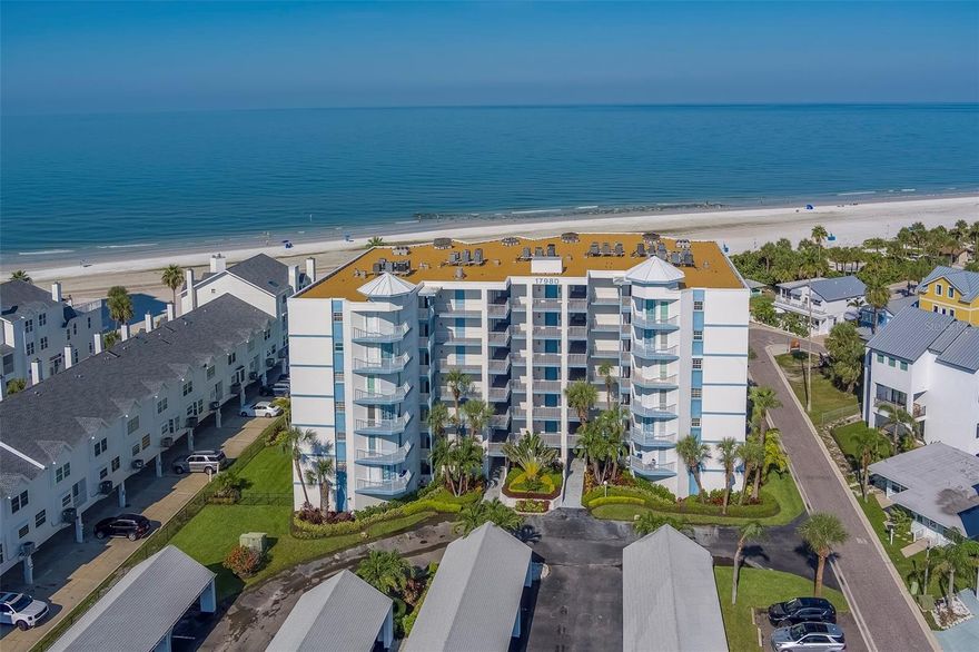 Escape to the serene shores of the Gulf of Mexico in this beautifully decorated 2-bedroom, 2-bathroom beachfront condo, perfectly situated on the 4th floor in desirable Redington Shores. Wake up to the sights and sounds of the ocean—your private balcony offers stunning, unobstructed views of the turquoise Gulf waters. Step inside to discover a spacious open-concept layout featuring a modern kitchen complete with stainless steel appliances, granite countertops, and ample cabinetry—perfect for preparing anything from beach snacks to gourmet dinners. The condo also includes a convenient in-unit washer and dryer, so you can pack light and stay fresh all vacation long.
Enjoy peace of mind in this secured building with coded access, plus the added convenience of a covered parking space. Relax at the heated beachfront pool, take long walks on the powdery sands, or explore the charming local shops, restaurants, parks, and fishing spots just minutes away. Whether you're planning a seasonal escape or a non-seasonal getaway, this monthly vacation rental is your ticket to rest, relaxation, and unforgettable sunsets. Don't wait—your beachside retreat is just a booking away! SEASONAL RENT OF $8500 A MONTH AND OFF SEASON $6500 A MONTH. DOES NOT INCLUDE 13% TAX AND $250 CLEANING FEE.