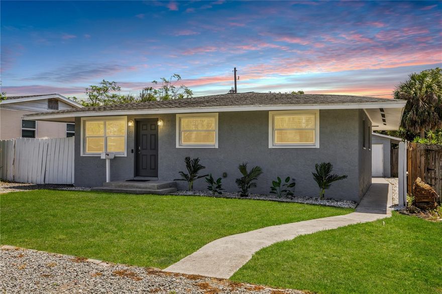 Welcome to 159 Holland Rd, a ONE-OF-A-KIND property situated in the heart of Ormond-by-the-Sea, just one block from the beach, an opportunity like this doesn’t come along twice! This Unique property offers not only a Completely Updated 3 bedroom, 2 bath home (1,137 sq ft), but also an ADDITIONAL Permitted Private Fully Equipped Detached Guest Bungalow (630 sq ft), PERFECT for Multigenerational Living, hosting extended family, or simply enjoying extra space just steps from the Atlantic. Whether you’re looking for a primary residence, vacation home, or a smart addition to your investment portfolio, this property delivers.
The main residence was completely remodeled in 2017/2018 including every major component replaced including the Roof, New Electrical and Plumbing, HVAC and Ductwork, Insulation, Dual-Pane Hurricane-Impact Windows, New Interior Doors and Hurricane Impact Front Door, along with a New Septic and Drainfield within the past few years, giving buyers true peace of mind and years of worry-free ownership. Inside, you’re welcomed by an open, spacious layout with Updated wood-look tile flooring throughout, a Fully Renovated Kitchen featuring stunning White Cabinetry with Crown Molding, Granite Countertops, Stainless Steel Appliances, Modern Backsplash and Fixtures. All 3 bedrooms are generously sized, complemented by two Fully Updated bathrooms with exquisite new tile and vanities, plus a convenient interior laundry room with washer and dryer and extra storage.
But the fun doesn’t stop there! Head out back to your Fully Fenced yard and Guest Bungalow, a private retreat featuring ANOTHER Fully Equipped second living space complete with its own Kitchen, Living Room Area, 2 additional flex rooms great for offices if you work from home or can be easily converted back into 1 large bedroom and closet, a Full Bathroom, private laundry, and even an additional toilet room if someone is taking too long in the shower. Have all your family and friends over to grill out in the open courtyard under that cool night air. Endless possibilities for all occasions.
The location seals the deal: one block east is the beach, one block west is the Intracoastal Waterway, with easy access to Beach Parking, Kayak Launching, Parks and more. Conveniently located near shopping, Great Restaurants on Granada Blvd and surrounding areas and entertainment as well! Come take in the sun and ocean breeze and discover this hidden gem before someone else does!