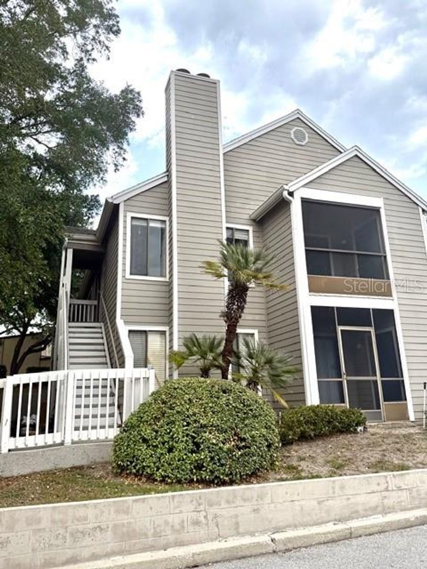 Spacious 2BR/2BA upstairs condo unit with a balcony.  Great Room with a fireplace, tile flooring in the kitchen and Great Room, and Baths.  Split bedroom plan. Primary bedroom has walk in closet, and primary bath with a shower.  Guest bathroom has a tub/shower combination. Inside laundry area with full size washer & dryer. Lots of cabinets in the kitchen. Relax on the balcony.  Lots of natural lighting. Community pool and tennis court.  Convenient location to shopping, restaurants, and major roadways.
