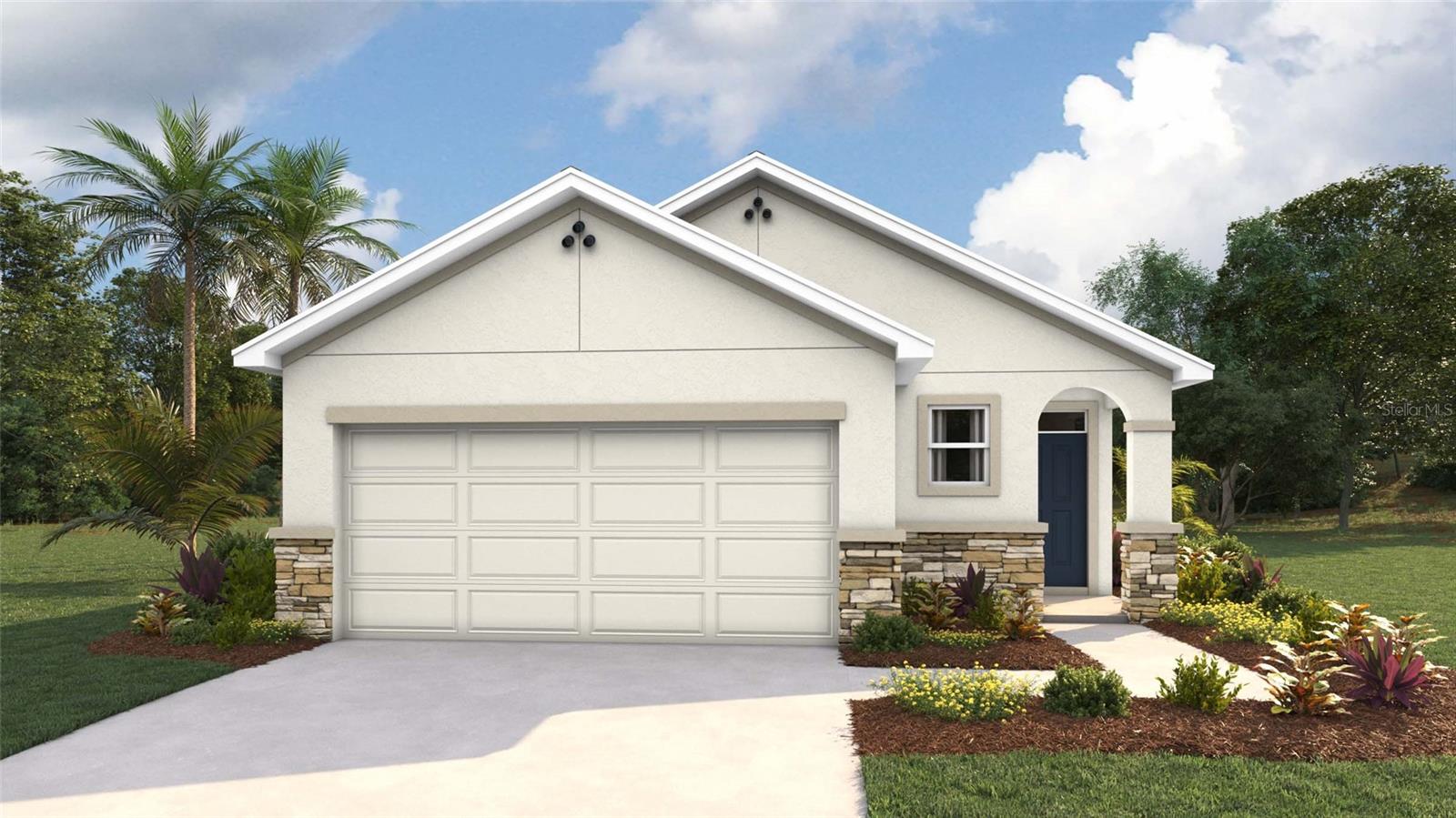 Under Construction. Experience a harmonious blend of comfort and functionality in this one-story, concrete block constructed home, meticulously designed to optimize living space through an open-concept layout. The kitchen is equipped for both efficiency and style with all stainless-steel appliances, including a range, built-in dishwasher, and microwave. The primary bedroom features an ensuite bathroom and walk-in closet. The Allex is complete with a state-of-the-art smart home system. This single-story haven ensures convenience and accessibility, providing a perfect balance of open space and purposeful design for a truly enjoyable living experience. Pictures, photographs, colors, features, and sizes are for illustration purposes only and will vary from the homes as built. Home and community information including pricing, included features, terms, availability and amenities are subject to change and prior sale at any time without notice or obligation. CRC057592.