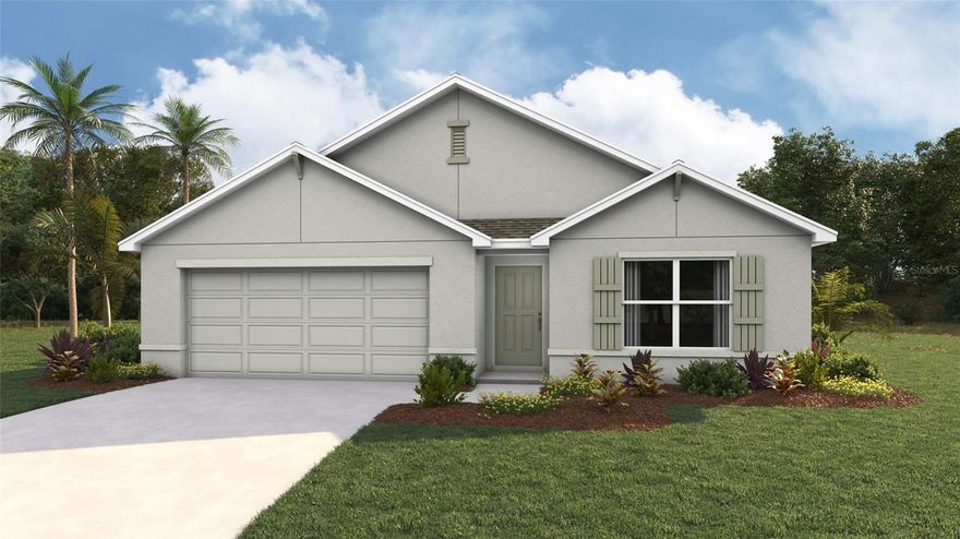 Under Construction. Welcome to a spacious and inviting 4-bedroom, open-concept and all concrete block constructed home where design meets functional elegance. The seamless flow between living areas and the kitchen creates an expansive environment for both daily living and entertaining. The kitchen is a focal point of this home and designed for style and convenience including a stainless-steel range, microwave, built-in dishwasher. Four well-appointed bedrooms and located in the front of the home and nearby a full bathroom. The primary bedroom features an ensuite bathroom, double vanity, and walk-in closet. The laundry room is complete with a washer and dryer hook up.  This residence embodies the perfect harmony of openness and privacy. The Cali is complete with a state-of-the-art smart home system. Pictures, photographs, colors, features, and sizes are for illustration purposes only and will vary from the homes as built. Home and community information including pricing, included features, terms, availability and amenities are subject to change and prior sale at any time without notice or obligation. CRC057592.