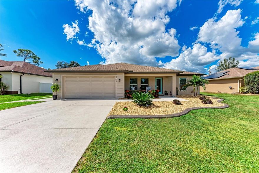Stunning 2021 Home with Modern Upgrades and Prime Location
Welcome to this beautifully designed 3-bedroom, 2-bath home featuring an open floor plan, impact windows, and a spacious 2-car garage. From the moment you arrive, the inviting 18-foot front porch with shiplap accents and a decorative glass entry door set the tone for this stylish residence.
Inside, soaring vaulted ceilings, expansive windows, and porcelain plank tile flooring throughout create a bright, airy, and welcoming atmosphere. The gourmet kitchen offers 42-inch farmhouse-style wood cabinets with pull-out drawers, stainless steel appliances, built-in charging stations, and elegant chrome pendant lighting.
The private owner’s suite features a generous walk-in closet with custom built-in shelving. The ensuite bath is a retreat in itself, complete with dual granite-topped vanities, a walk-in shower, and a rain shower head.
Step outside to the fully fenced backyard for added privacy. An air-conditioned shed provides flexible use as a workshop, playhouse, or additional storage.
Notable upgrades include:
• Impact windows for safety and energy efficiency
• Gutters throughout the outside
• New landscape
• Outdoor lighting
• Cabinets in the garage and laundry room
• Heat barrier attic insulation for year-round comfort
• Extended driveway and concrete side pad
• Public water and sewer, a rare advantage in this area
Perfectly situated across from Heron Creek Golf & Country Club and minutes from shopping, schools, and the new Sarasota Memorial Hospital. Enjoy quick access to I-75, the Atlanta Braves Spring Training Stadium, and some of Florida’s most beautiful beaches.