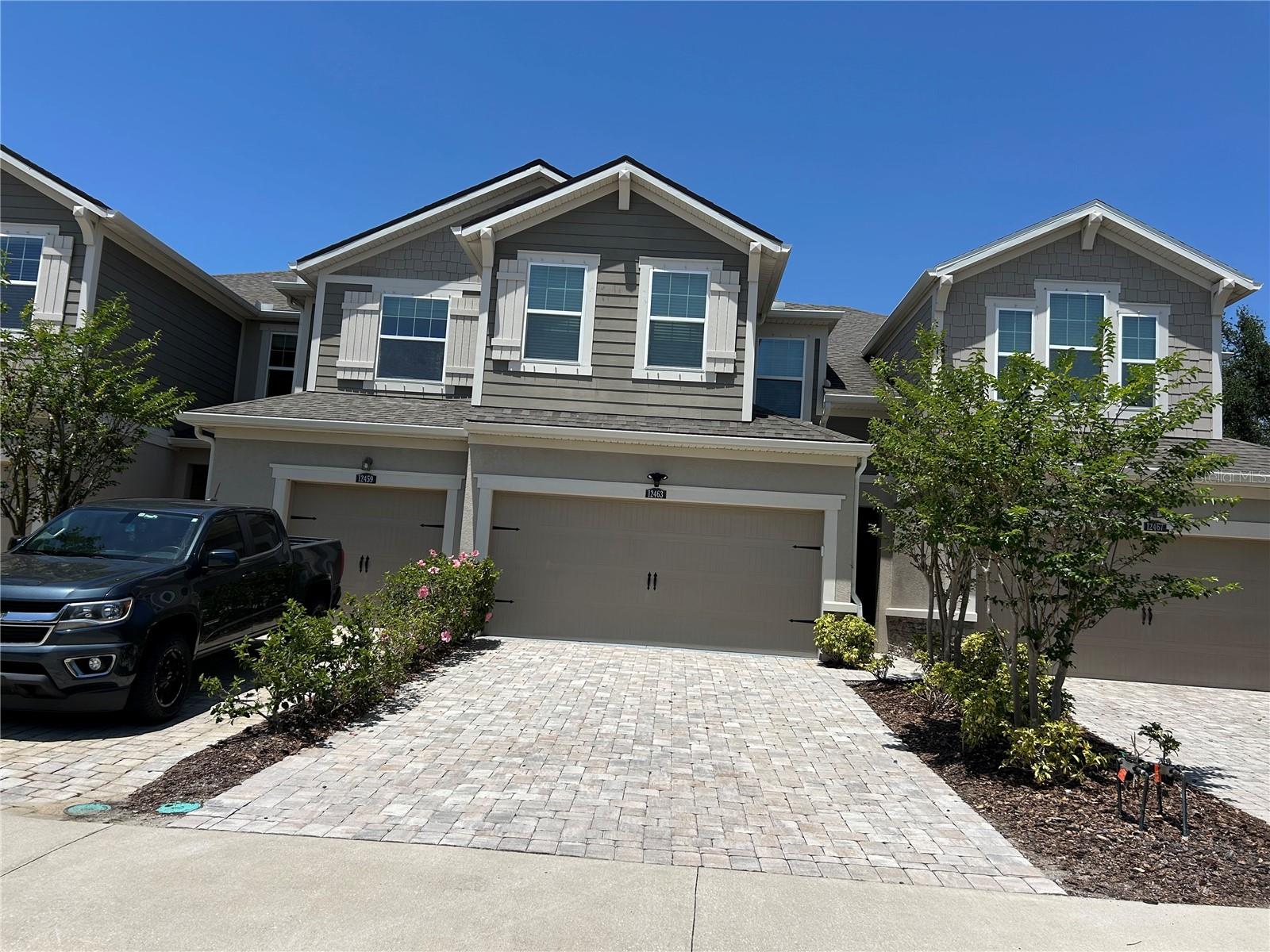 Turnkey furnished Townhouse in Lakewood Ranch Harmony community. This 3 bedroom 2 1/2 bath unit has split bedroom plan with all bedrooms on 2nd floor. Nice open floor plan with tile wood looking flooring on the first floor and all carpet upstairs. This area has all kinds of parks to enjoy and lots of sidewalks to travel. Community offers a nice heated pool, covered shaded area with table and chairs, grilling areas for gatherings, fitness and child playground.