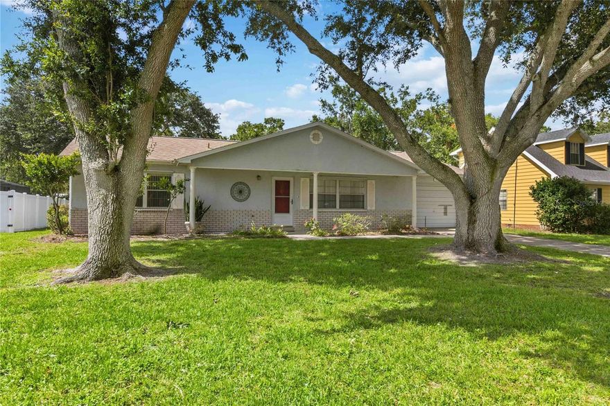 This quaint 2 bedroom 2 bathroom home is ready for new owners to make it their own.  With a spacious front and back yard there is enough room for planting, entertaining or play and better yet, NO HOA.  The open living plan features a large back room full of windows allowing the sunlight to fill the space. The one-story plan lends to easy living and the washer and drying located in the one car garage will convey. The roof is from 2017, HVAC 2013 and Water Heater 2023. Located walking distance to Lakeview Elementary School, the home is also close to shopping restaurants and all that makes St Cloud the charming home town for which it is known. Schedule a showing today before it is too late.