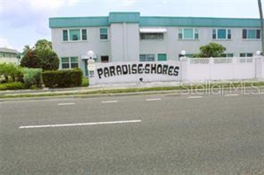 Welcome to PARADISE SHORES! A 55+ community conveniently located minutes from the top Beaches in the country! This 1/1 has a large living, Master Bedroom, and is ready to personalize into your perfect cozy home. AC installed in 2019. Community offers sparkling swimming pool, shuffleboard courts, Tiki style BBQ area with extra seating, recreation building with tons of activities and functions for residents. Paradise Shores is an easy commute to our Beautiful Gulf Beaches, downtown St, Petersburg, Tampa International Airport, Bay Pines VA Hospital and just a walk across the street to your Publix grocery store, Bank of America and restaurants. The monthly fee includes gas, cable, internet, building exterior, reserves, building insurance, grounds maintenance, recreational facilities, roof, clubhouse, pool, trash, sewer and water. Schedule your private showing today!