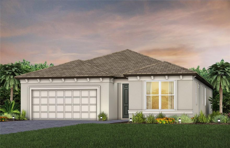 Under Construction. Escape to Del Webb Explore North River Ranch, where every moment feels like a retreat. Set in the award-winning North River Ranch Master Plan in Parrish, FL, this gated community offers a perfect blend of relaxation, recreation, and connection. Del Webb is known for vibrant, resort-style communities for 55+ buyers—and now, with Del Webb Explore, our single-family and multigenerational homes are bringing that same incredible lifestyle to all ages.  Exceptional amenities set the stage for a lifestyle filled with sun-soaked adventures, laid-back escapes, and effortless camaraderie.  Designed for those who crave both adventure and community, this is where friendships thrive, activities abound, and every moment feels like a getaway.
Introducing the new Concord AllGen floor plan, a thoughtfully designed single-story home ideal for multi-generational living. This versatile layout offers separate living spaces complete with a full bath and private kitchenette, providing comfort, privacy, and flexibility—perfect for extended family, long-term guests, or hosting loved ones with ease.
At the heart of the home, the kitchen impresses with a spacious center island featuring a sleek single-bowl sink, white cabinetry, 3cm quartz countertops, and 3” x 12” tiled backsplash. Whirlpool stainless steel appliances complete the space, including built-in oven and microwave, refrigerator, range with wood canopy hood, and dishwasher—ideal for both everyday living and entertaining.
The bathrooms continue the upscale aesthetic with white cabinets and 3cm quartz countertops throughout. The Owner’s bath is a private retreat, showcasing a walk-in shower, private commode, and dual sinks for added convenience.
Elegant finishes flow through the home, including luxury vinyl plank flooring in the main living areas, flex room and owner’s suite, 12”x24” tilde flooring in the bathrooms and laundry room, and stain-resistant carpet in the secondary bedrooms for comfort and durability.
Designed to maximize space and functionality, this home also features an enclosed flex room, a conveniently located laundry room, and a 2-car garage with epoxy flooring. A screened in lanai, perfect for enjoying the outdoors year-round.
Additional upgrades include LED downlights in the gathering room, 8’ interior doors, glass insert at front door, faux wood blinds, upgraded baseboards and a Smart Home technology package complete with a video doorbell—bringing modern convenience and peace of mind to this beautifully crafted home.
Enjoy peace of mind with Pulte’s transferable, 10-year Limited Structural Warranty that covers materials and workmanship in the 1st year, workability of plumbing, electrical, HVAC, and other mechanical systems through the 2nd year, various types of water infiltration and internal leaks through the 5th year, and the structural integrity of the home through the 10th year. Plus, we’re currently offering limited-time incentives and below-market rates!