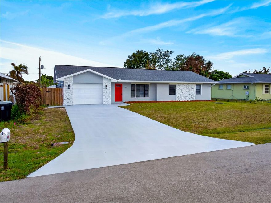 Come see this gorgeous and open concept pool enclosure home located in an outstanding location! Just off the Crosstown Bridge; making any commuting smooth and easy with major roads such as; US1, I 95 and the Turnpike all nearby. This place has been beautifully remodeled with brand new white shaker kitchen cabinets, quartz countertops with backsplash and newer Stainless Steel appliances. It also comes with brand new waterproof luxury vinyl planks throughout the entire house, brand new vanities and faucets, new tile, new toilets, mirrors and hardware in both bathrooms. All new ceiling fans, lamps, switches/outlets throughout the whole house. It's been freshly painted inside/out; including epoxy paint in the garage floor, driveway, back porch and pool deck. This place is completely fenced in for privacy and it comes with a newer roof, A/C unit and newer owned solar panels system (paid-off); offering long-term durability and energy efficiency. The back porch and pool deck has a breathtaking size ideal for family and friend gatherings. This home is move-in ready, so schedule your showing today as it won't last long! *All the information and measurements in this listing are approximate and need to be corroborated by the buyer's agent*.