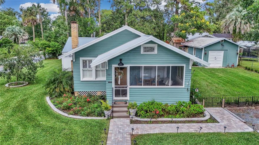 Under contract-accepting backup offers. Welcome to 707 SE 10th Place, a charming and fully renovated two-bedroom, two-bath bungalow plus detached studio efficiency that captures the essence of historic Ocala living with modern updates throughout. From the inviting front porch to the open, light-filled interior, this property combines timeless character with everyday convenience. Step inside to find beautifully refinished wood flooring throughout, a neutral and classically curated color palette and a stylish kitchen featuring stainless steel appliances, sleek cabinetry and Taj Mahal quartzite countertops. The primary suite includes a renovated en-suite bath, while the second bedroom and full bath provide comfort for family or guests. A detached studio efficiency with a kitchenette and full bath offers incredible flexibility—perfect for extended family, a private office or rental income. Outside, the fenced backyard creates a private retreat for entertaining, gardening or relaxing under the shade. All of this just blocks from downtown Ocala’s vibrant restaurants, shops and cultural attractions. Don't miss your chance to own a piece of historic Ocala!