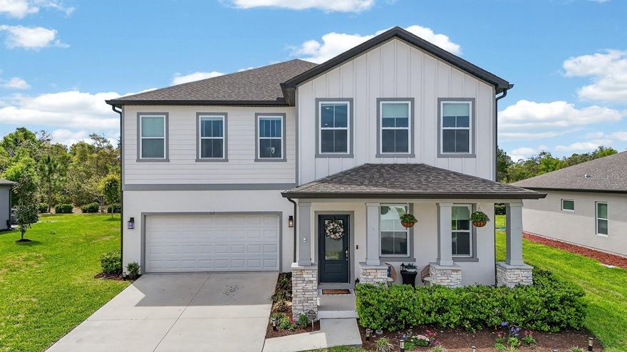 Welcome home to 1611 Meadowlark Dr, a 2023-built 4-bedroom, 3.5-bath home with over 3,100 square feet of living space. Perfect for families or remote work, this home features a downstairs office and an open layout filled with natural light.
The revamped gourmet kitchen is a showstopper, with a 36-inch induction cooktop, steam and convection oven, oversized quartz island with extra storage, farmhouse sink, and a custom butler's pantry with beverage refrigerator. Additional upgrades include a remodeled downstairs bath, enhanced laundry with granite countertops, epoxy-coated garage floors, wireless irrigation, and a smart-home system compatible with Apple HomeKit.
The private backyard backs to green space with no rear neighbors, offering peace and privacy for outdoor gatherings. Luxury waterproof flooring flows throughout, accented by a Venetian plaster feature wall with an electric fireplace in the main living area.
Located just minutes from shopping, dining, scenic trails, and natural swimming areas, with easy access to Orlando and Daytona Beach, this home combines the benefits of new construction with high-end upgrades already in place.
Schedule a private tour today.