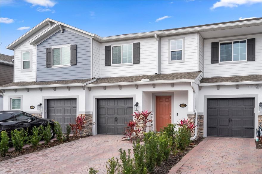 Welcome to 5002 Rain Shadow Drive, a stylish 2023-built townhouse located in the sought-after Eden at Cross Prairie community in St. Cloud, Florida. This well-designed home features 3 bedrooms, 2.5 bathrooms, and 1,556 square feet of comfortable living space. Inside, you’ll find an open layout that connects the living, dining, and kitchen areas, making it easy to host guests or enjoy everyday living. The dining space opens to a screened-in lanai through sliding glass doors, offering a great spot to unwind or entertain outdoors. The kitchen is equipped with stainless steel appliances, plenty of cabinet space, and a center island that adds both functionality and extra prep space. A convenient half bath is also located downstairs. Upstairs, there’s a flexible loft area that works well as a second living space, office, or playroom. The split-bedroom layout provides privacy, with the primary suite tucked away on one side, complete with a dual-sink vanity and private bath. Two additional bedrooms share a full bathroom on the opposite side. Living in Eden at Cross Prairie means access to community amenities like a pool, playground, and walking trails. The location also offers easy access to Lake Nona, Orlando International Airport, and Walt Disney World, all within a reasonable drive. If you’re looking for a newer home with modern features in a growing area, 5002 Rain Shadow Drive is worth a closer look.