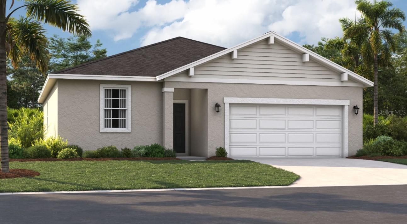 One or more photo(s) has been virtually staged. Under Construction. Located just minutes from outdoor activities like Lake Eva Community Park and Ben W. Graham Park and only 20 miles from Disney World, Covered Bridge at Liberty Bluff offers residents a convenient location near commuter routes for easy access to both work and play. Gather with friends and family for a lakeside picnic or keep it close to home by enjoying on-site amenities, including a pool, cabana, dog park, gazebo, and walking trails.
The Portland is the perfect floorplan to take advantage of the Florida lifestyle. In this home, guests are greeted by a covered entryway that leads to a spacious living room on the main level. No matter where you are in this space, the open floor plan is a great place to entertain family and friends. The kitchen island allows for natural movement through the main level, keeping the kitchen as the focal point of the home. Two spacious bedrooms share a bathroom on the main level, and the true showcase of this home is the primary suite, which offers utmost luxury and privacy. It has everything you need with dual vanities, a large walk-in closet, and a walk-in shower. This home is an oasis for those looking for a new construction home, built for the way you live!